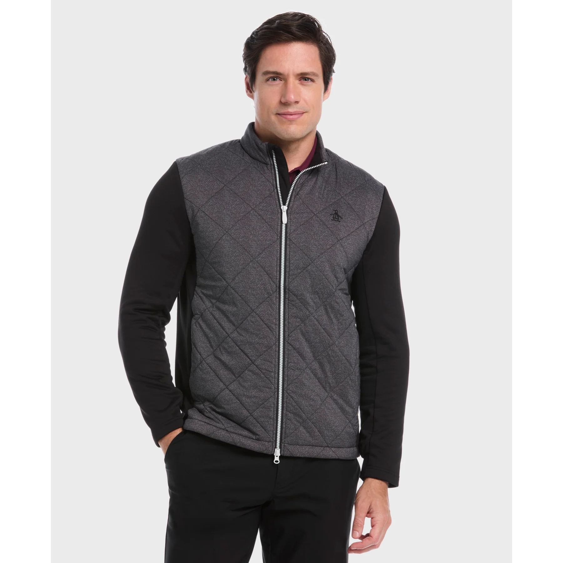 Insulated Printed Golf Jacket In Caviar