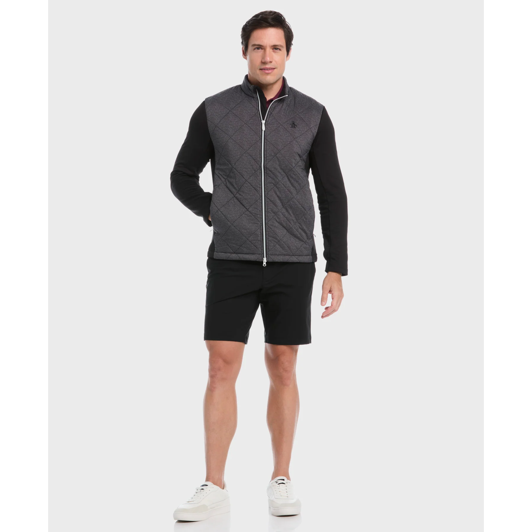 Insulated Printed Golf Jacket In Caviar - Image 4