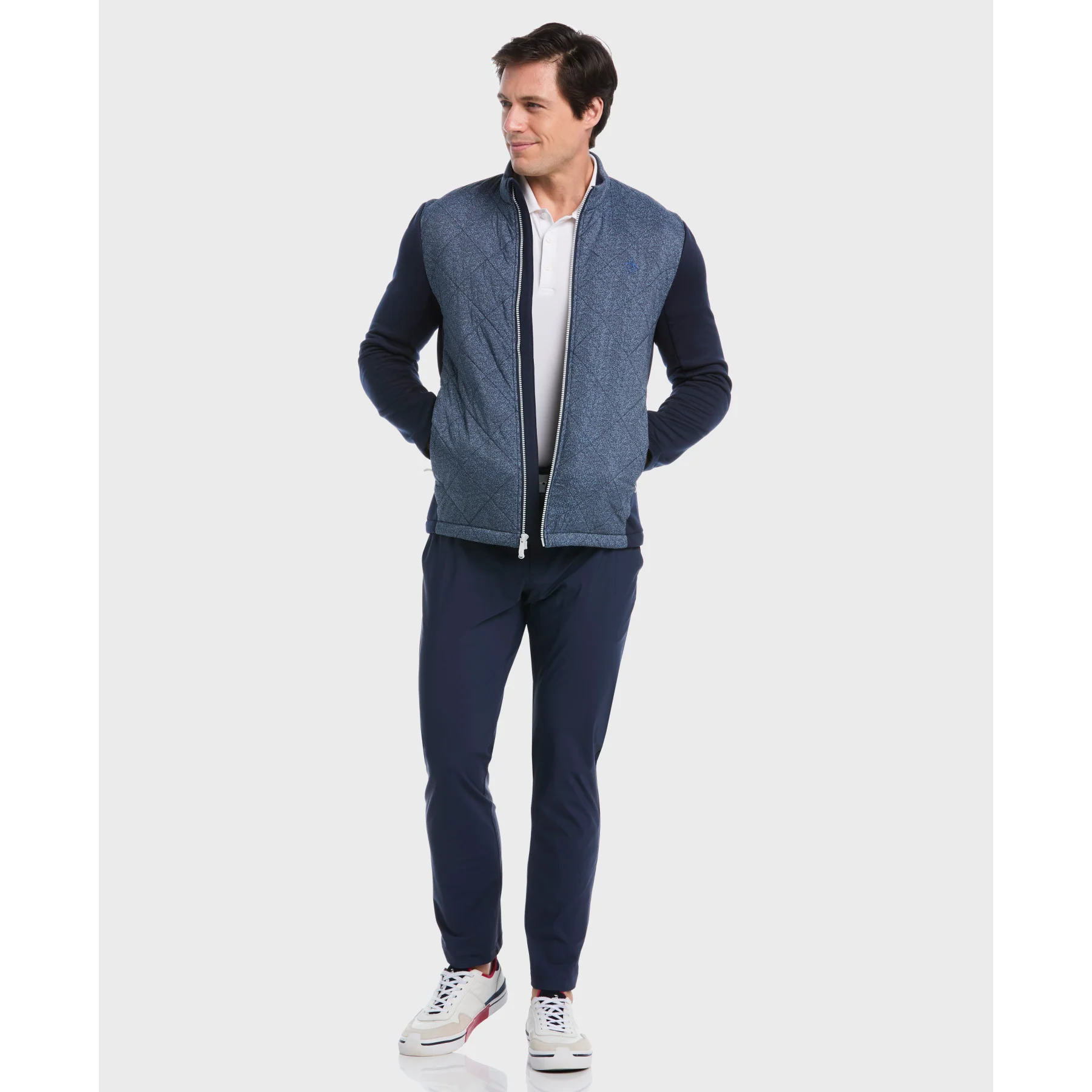 Insulated Printed Golf Jacket In Black Iris - Image 4