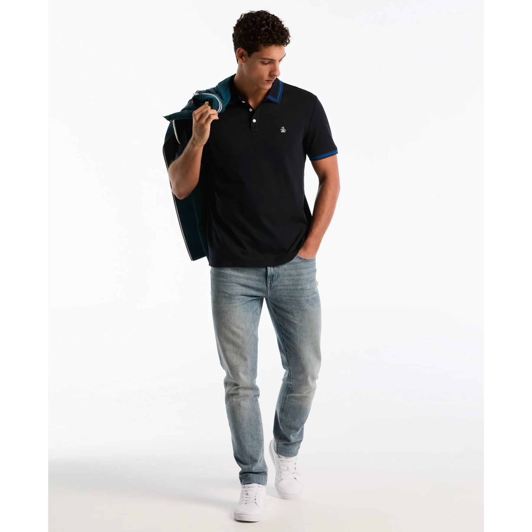 Interlock Dashed Collar Polo Shirt In Dark Sapphire - Image 5