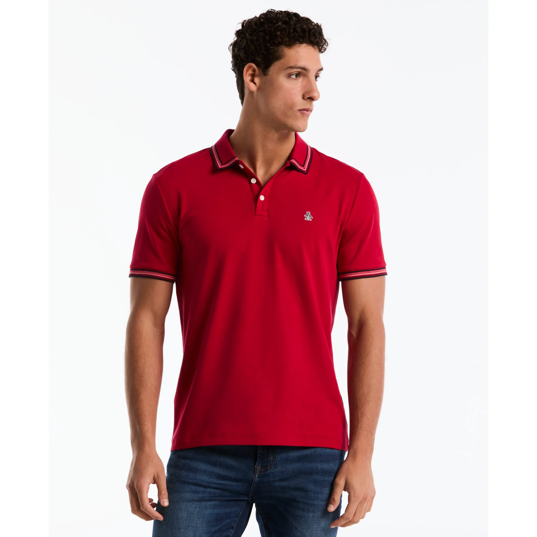 Interlock Dashed Collar Polo Shirt In Red
