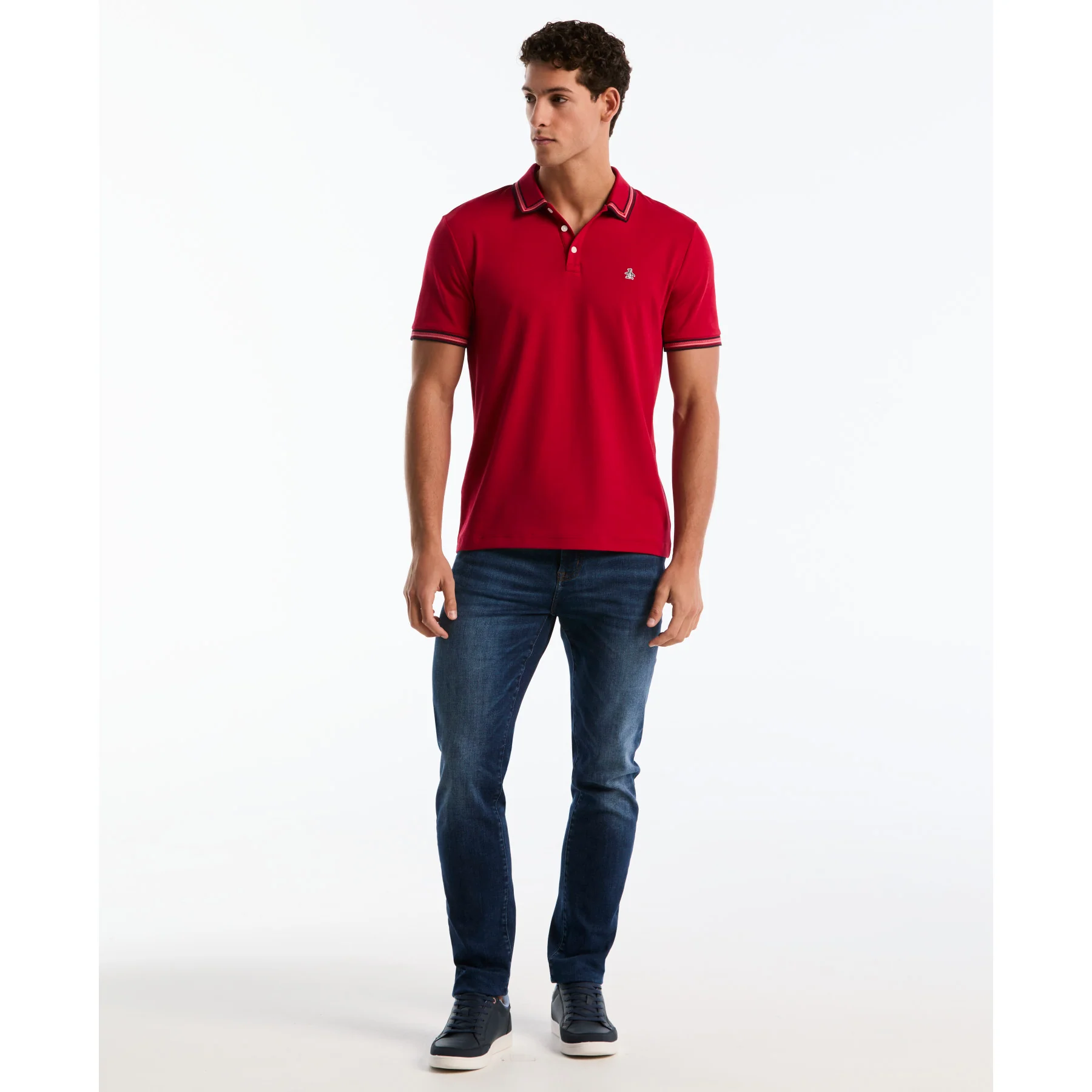 Interlock Dashed Collar Polo Shirt In Red - Image 2