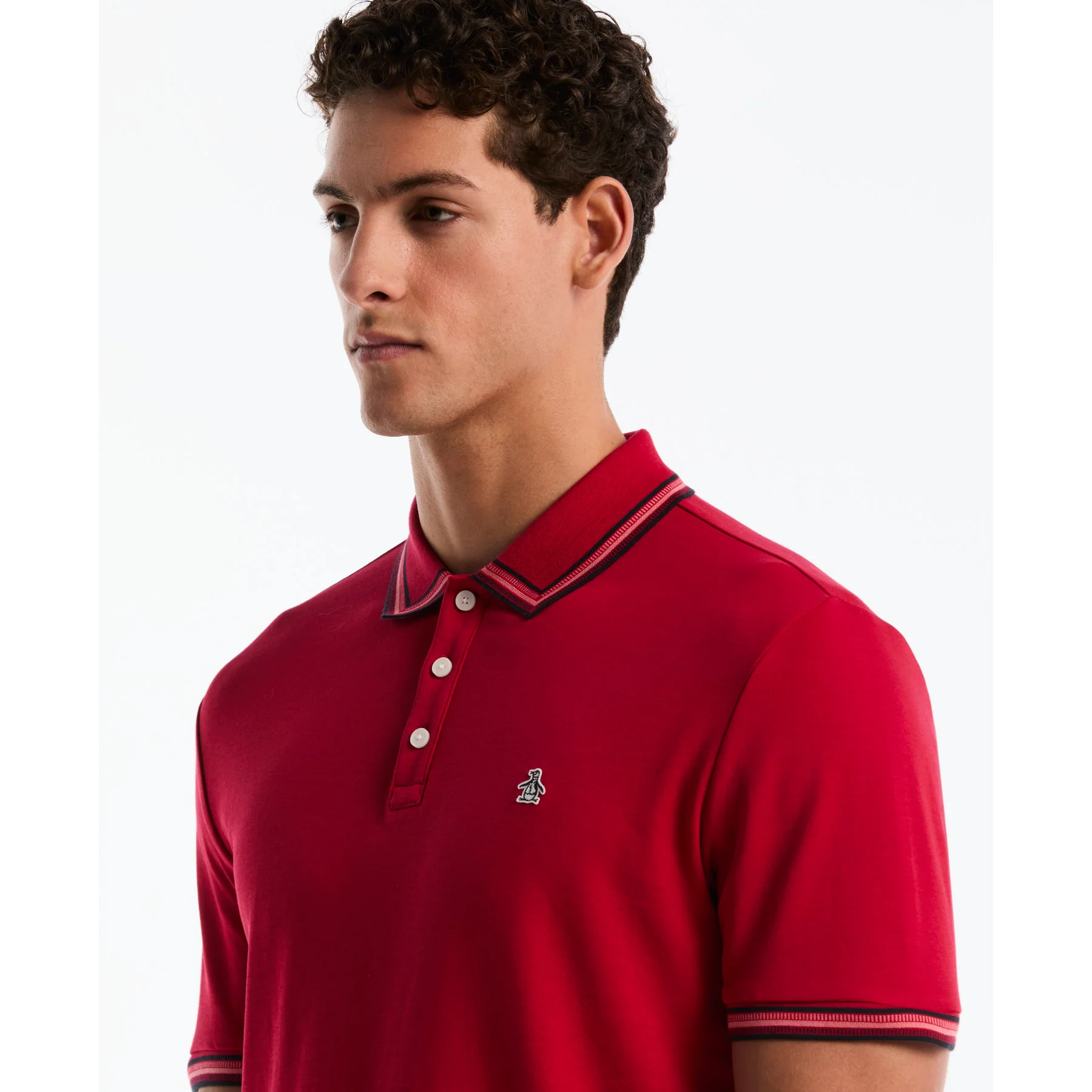 Interlock Dashed Collar Polo Shirt In Red - Image 4