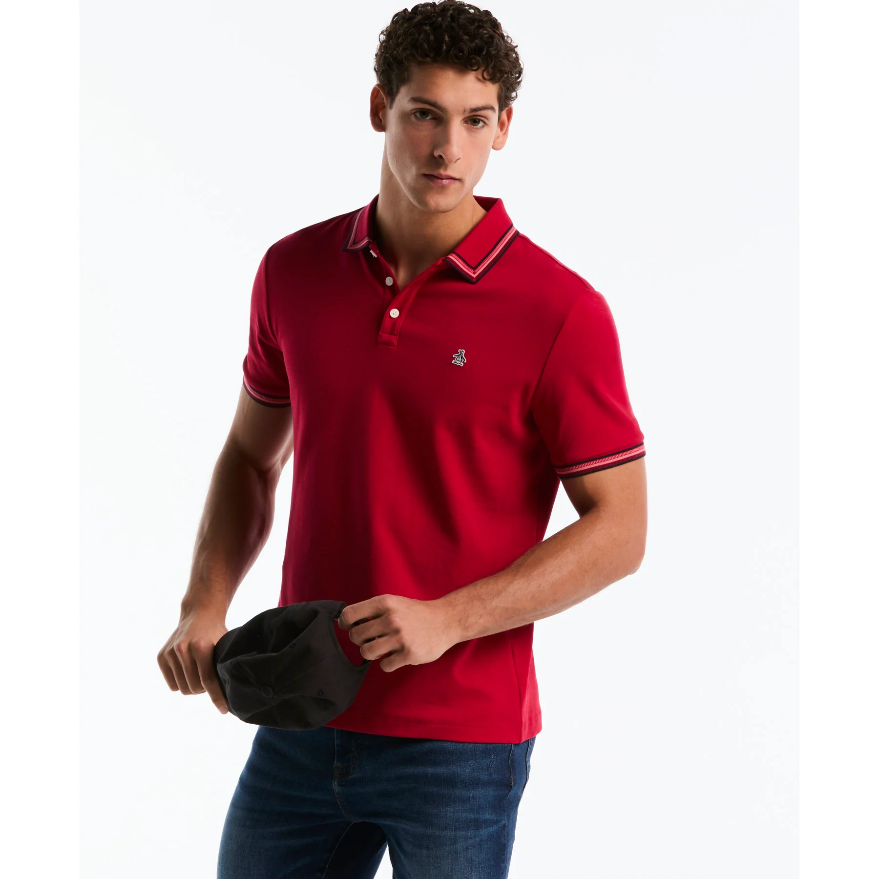 Interlock Dashed Collar Polo Shirt In Red - Image 5