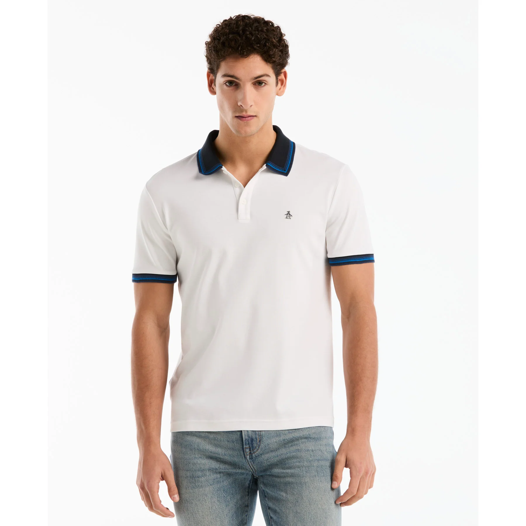 Interlock Dashed Collar Polo Shirt In Bright White