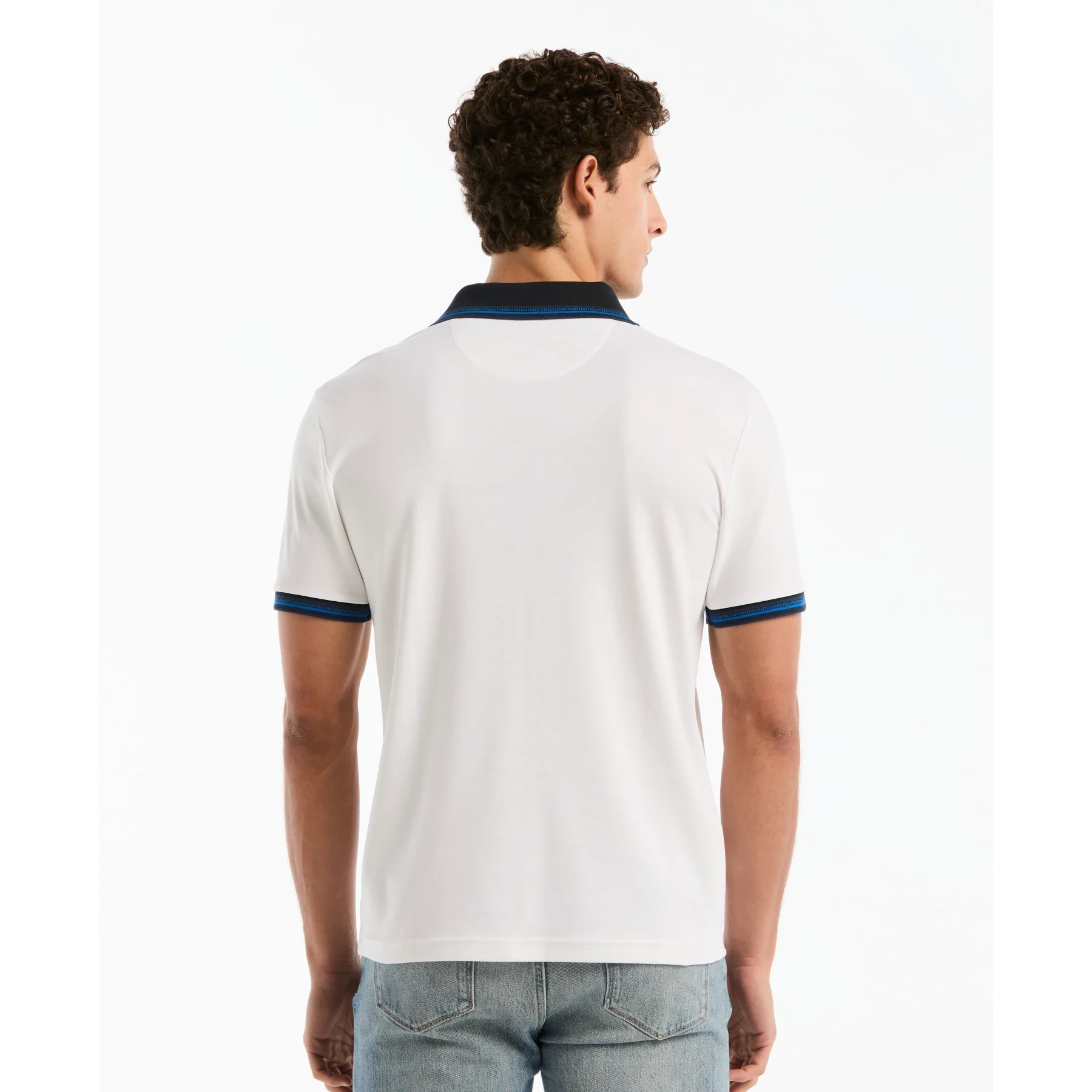 Interlock Dashed Collar Polo Shirt In Bright White - Image 3
