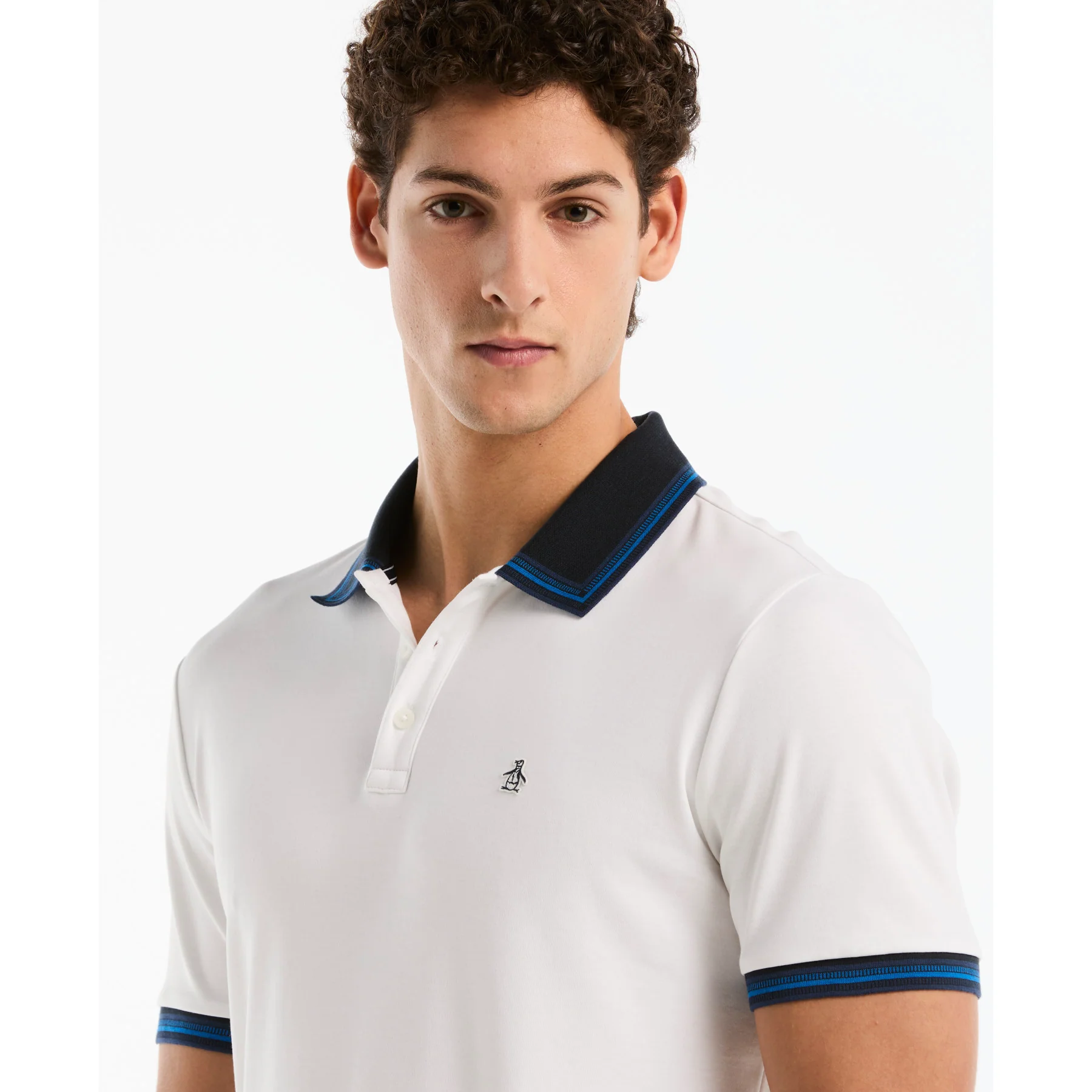 Interlock Dashed Collar Polo Shirt In Bright White - Image 4