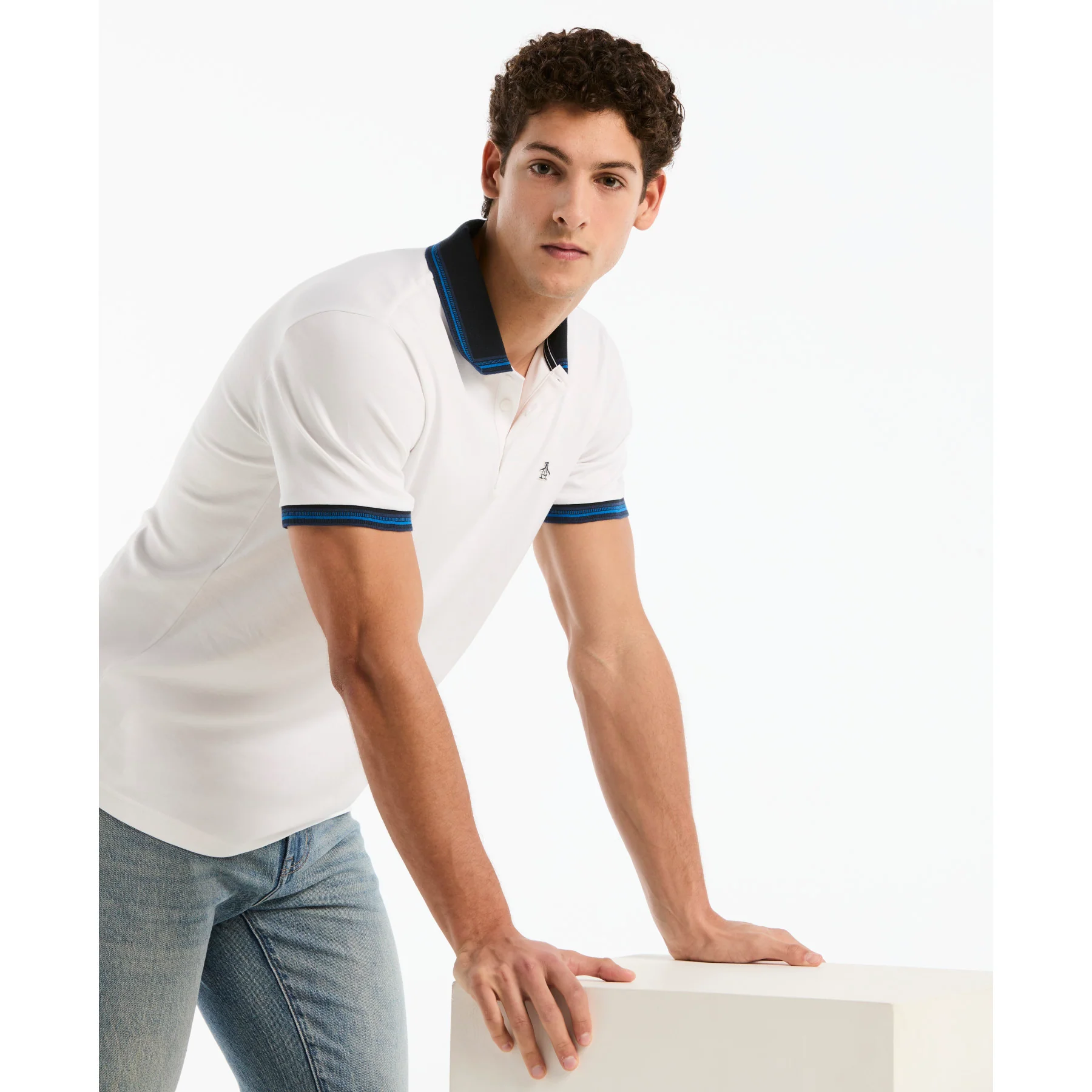 Interlock Dashed Collar Polo Shirt In Bright White - Image 5