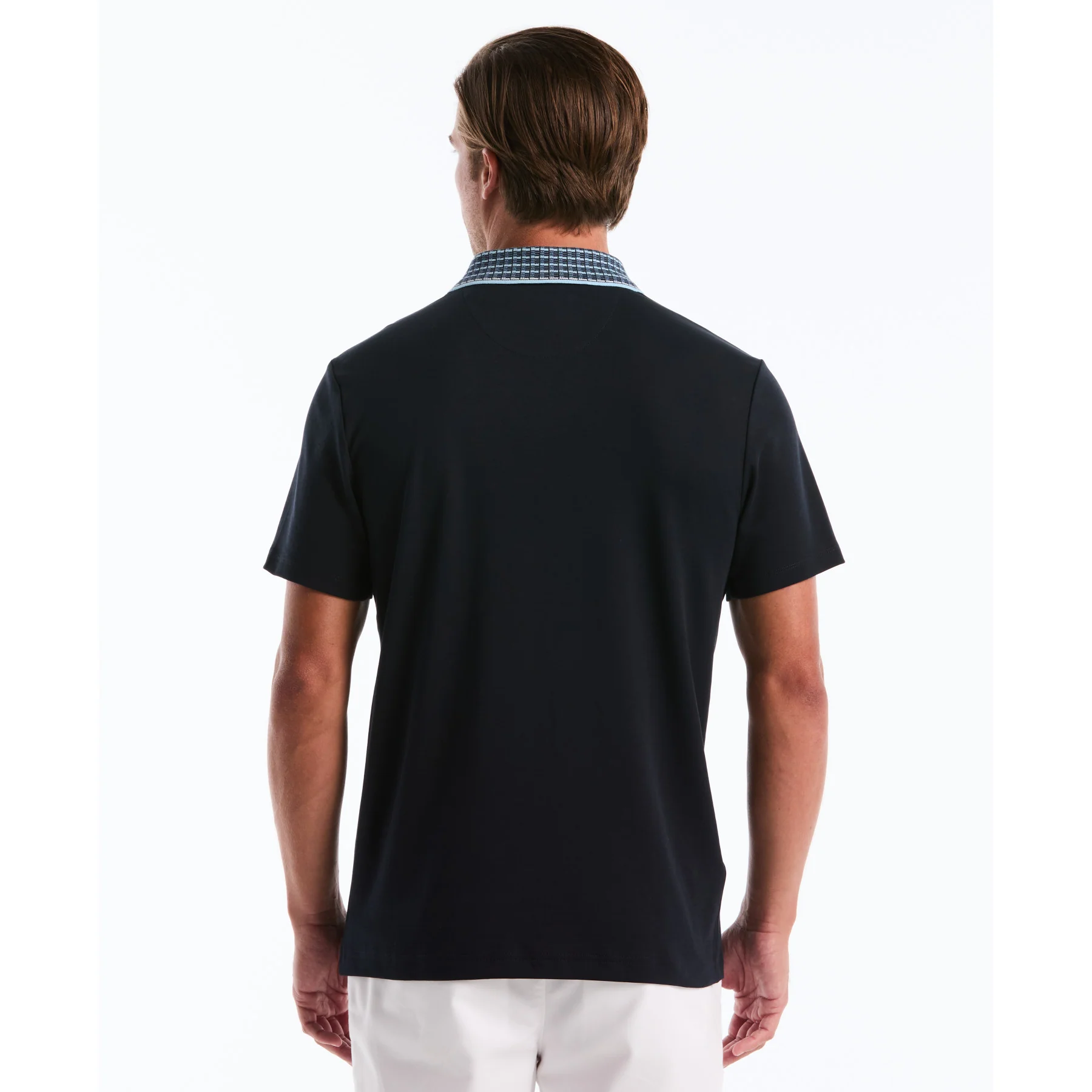 Interlock Striped Collar Polo Shirt In Dark Sapphire - Image 2