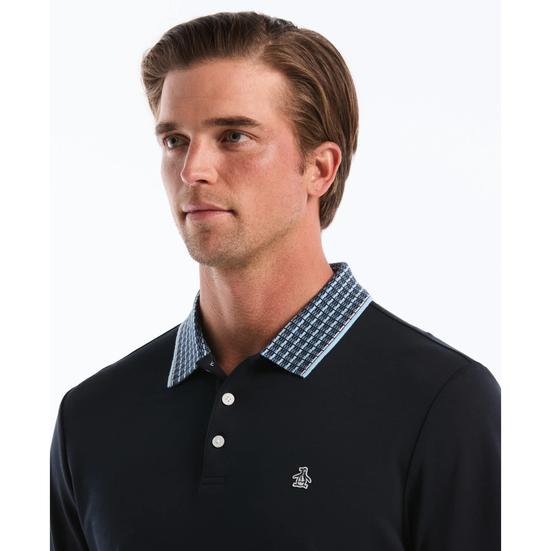 Interlock Striped Collar Polo Shirt In Dark Sapphire - Image 3