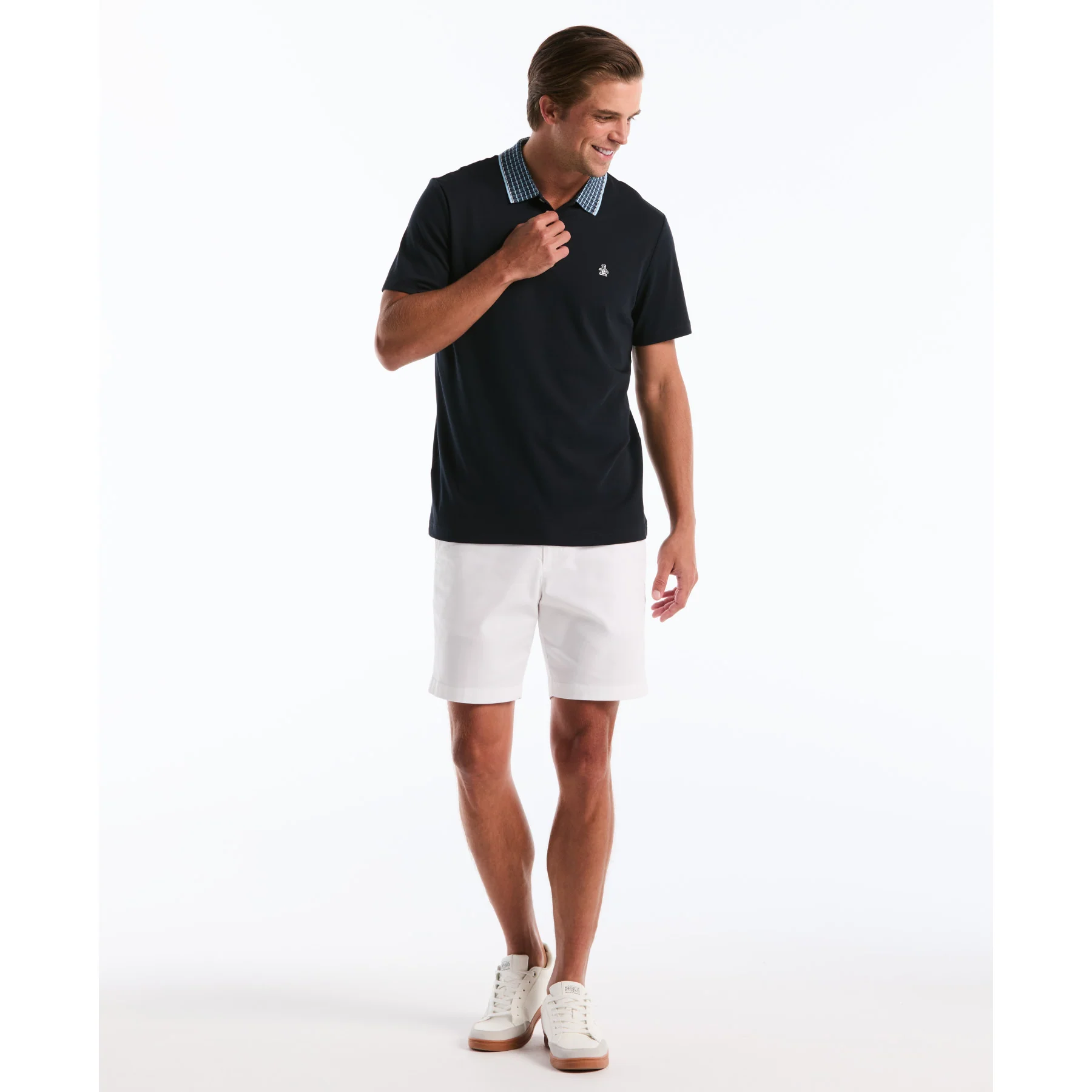 Interlock Striped Collar Polo Shirt In Dark Sapphire - Image 4