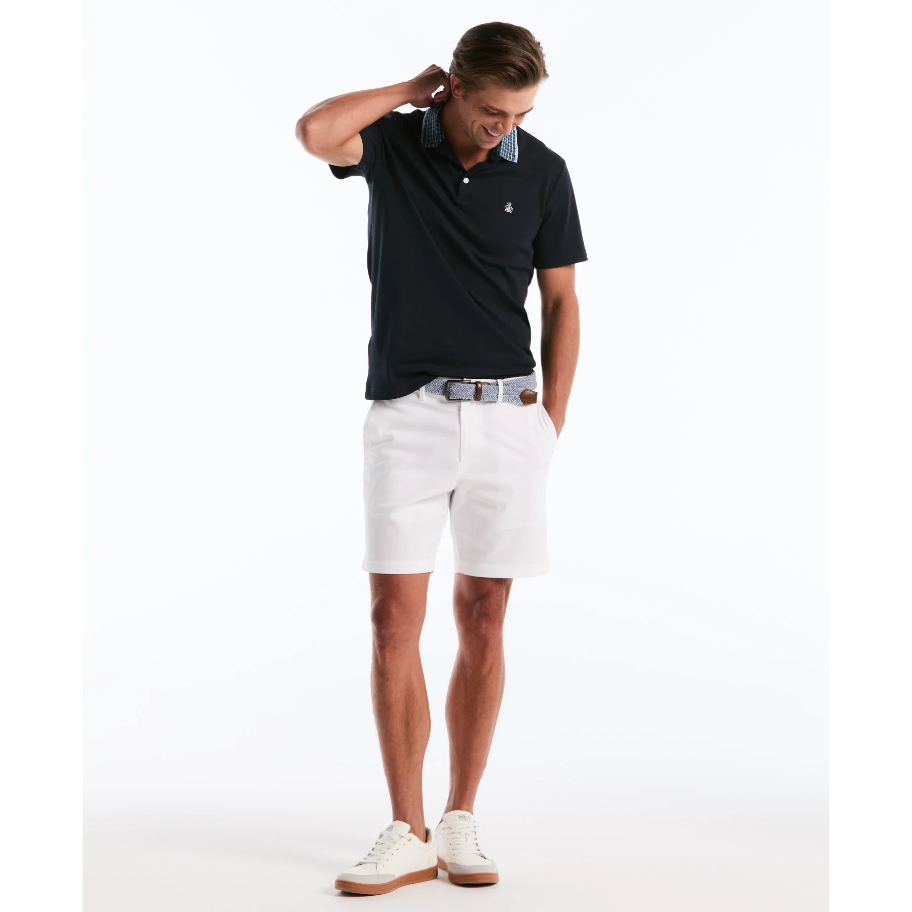 Interlock Striped Collar Polo Shirt In Dark Sapphire - Image 5