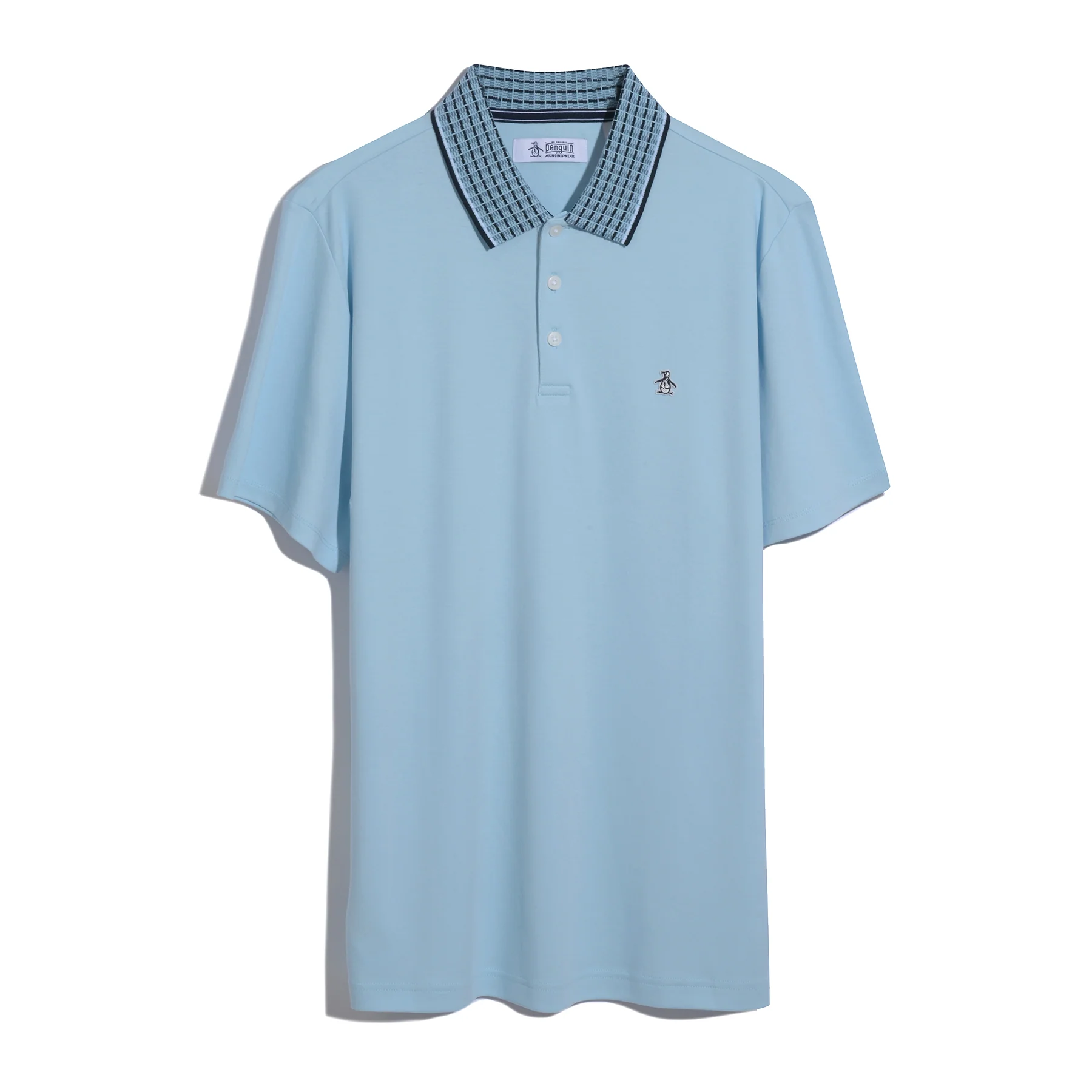Interlock Striped Collar Polo Shirt In Cool Blue - Image 6