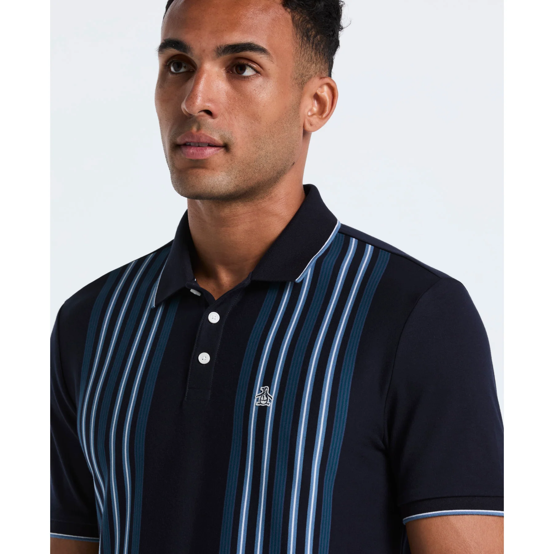Interlock Vertical Stripe Polo Shirt In Dark Sapphire - Image 3