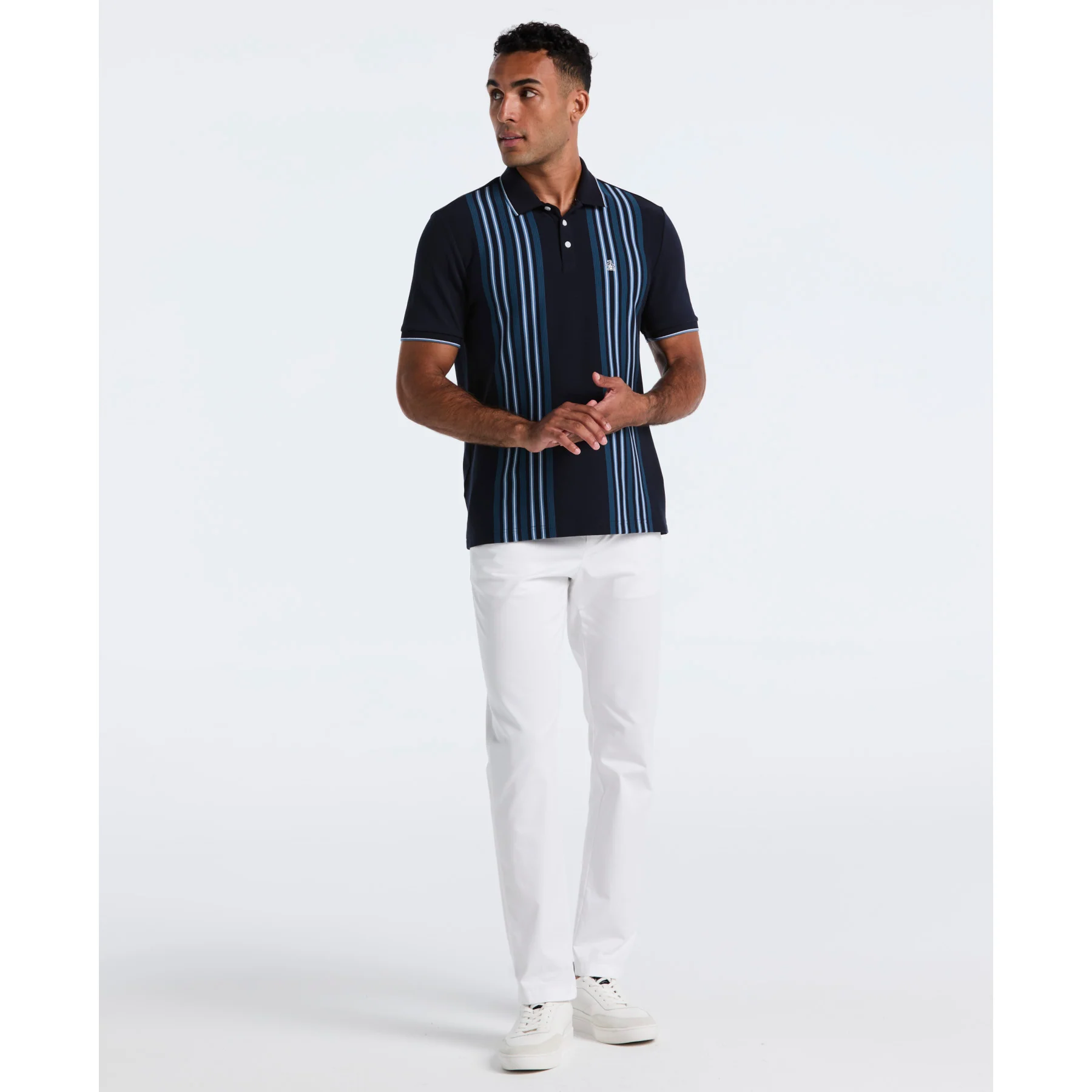 Interlock Vertical Stripe Polo Shirt In Dark Sapphire - Image 4