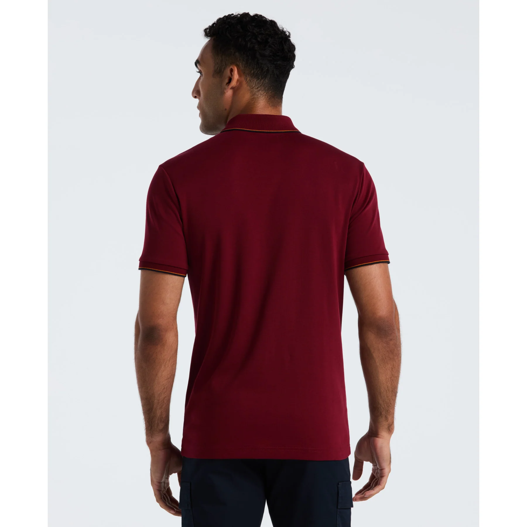 Interlock Vertical Stripe Polo Shirt In Cabernet - Image 2