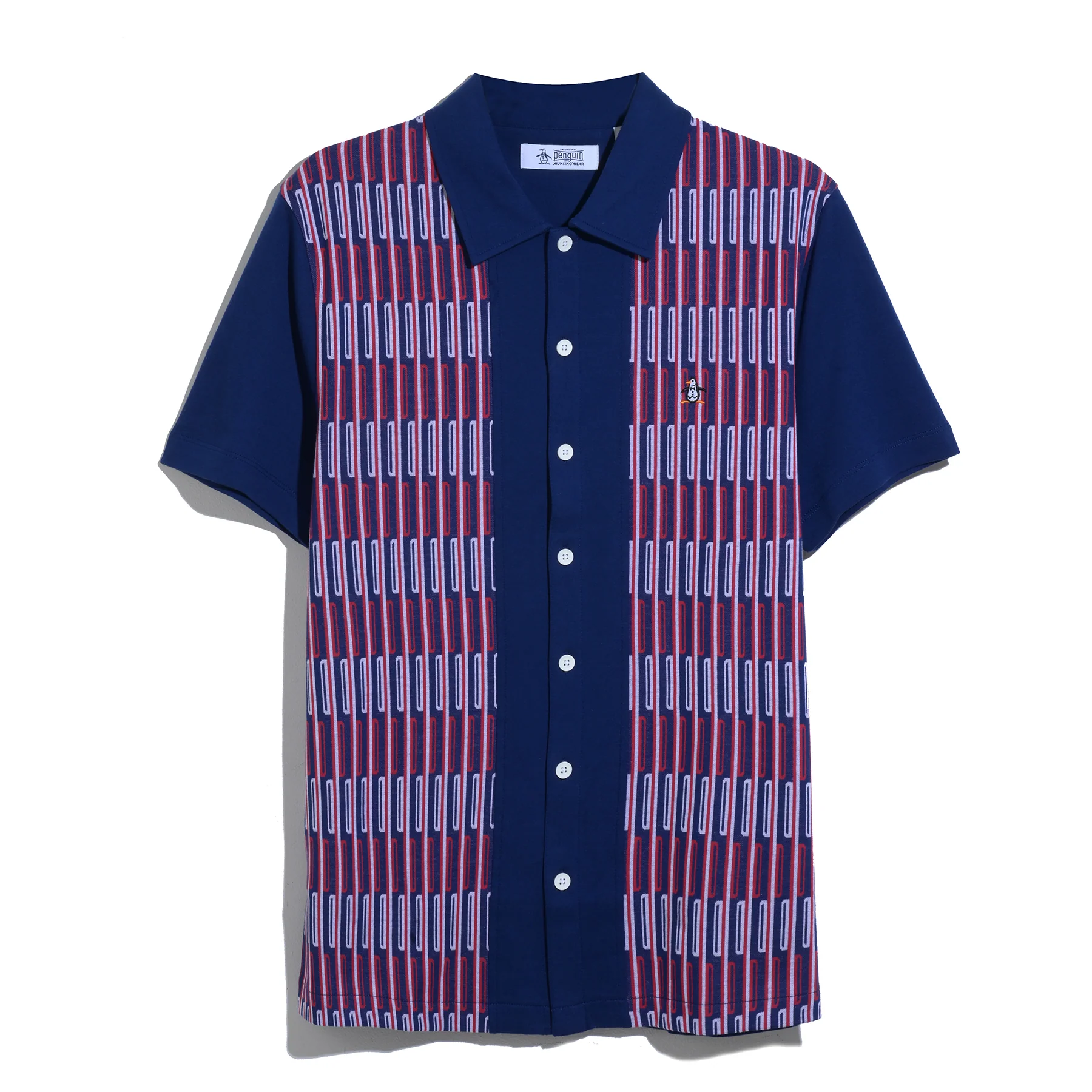 Jacquard Button Front Polo Shirt In Blue Depths - Image 6