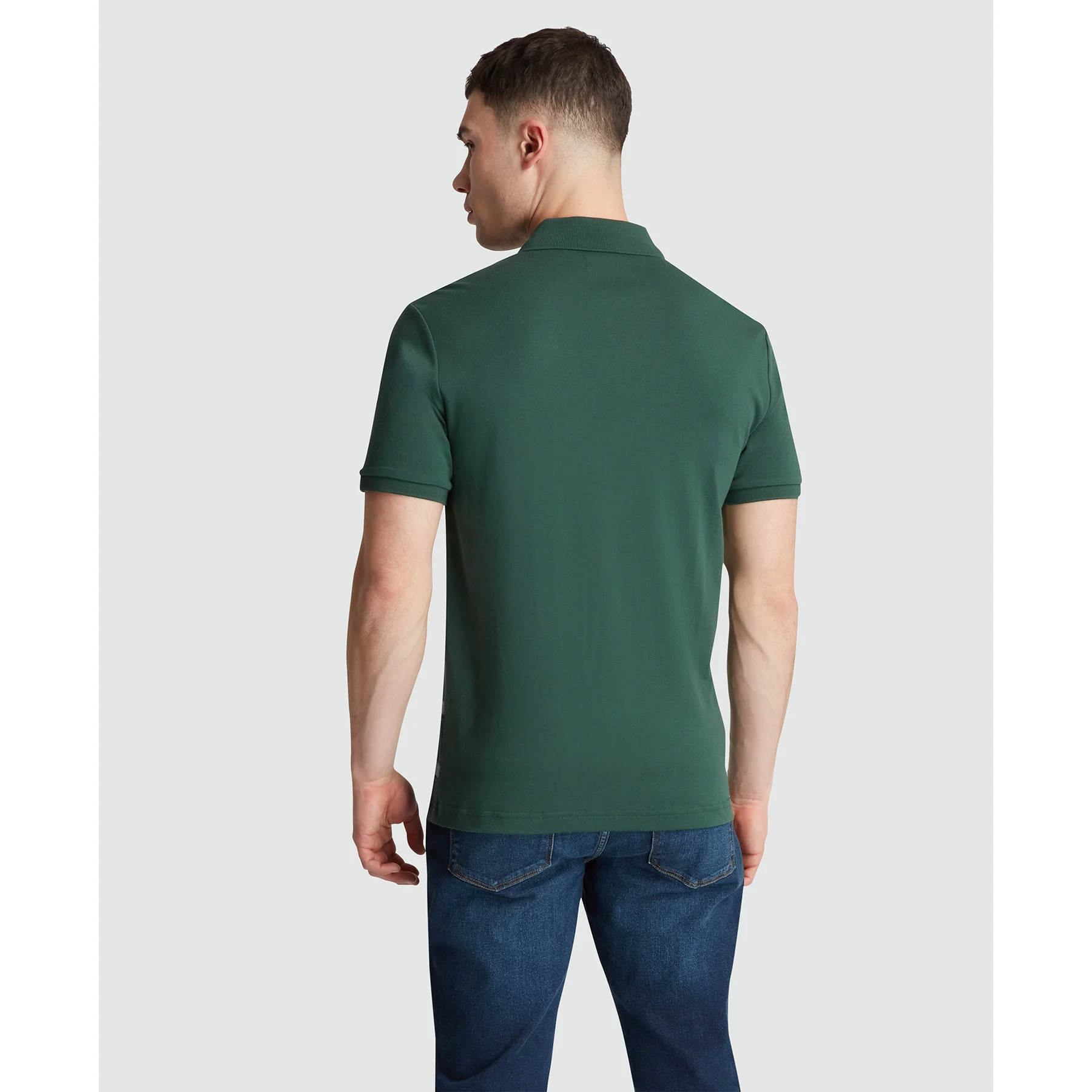 Jacquard Front Plaid Polo Shirt In Sycamore - Image 2