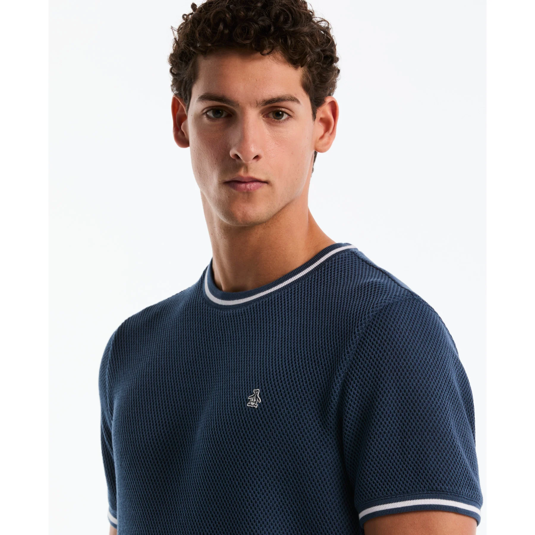 Jacquard Honeycomb Texture T-Shirt In Sargasso Sea - Image 4