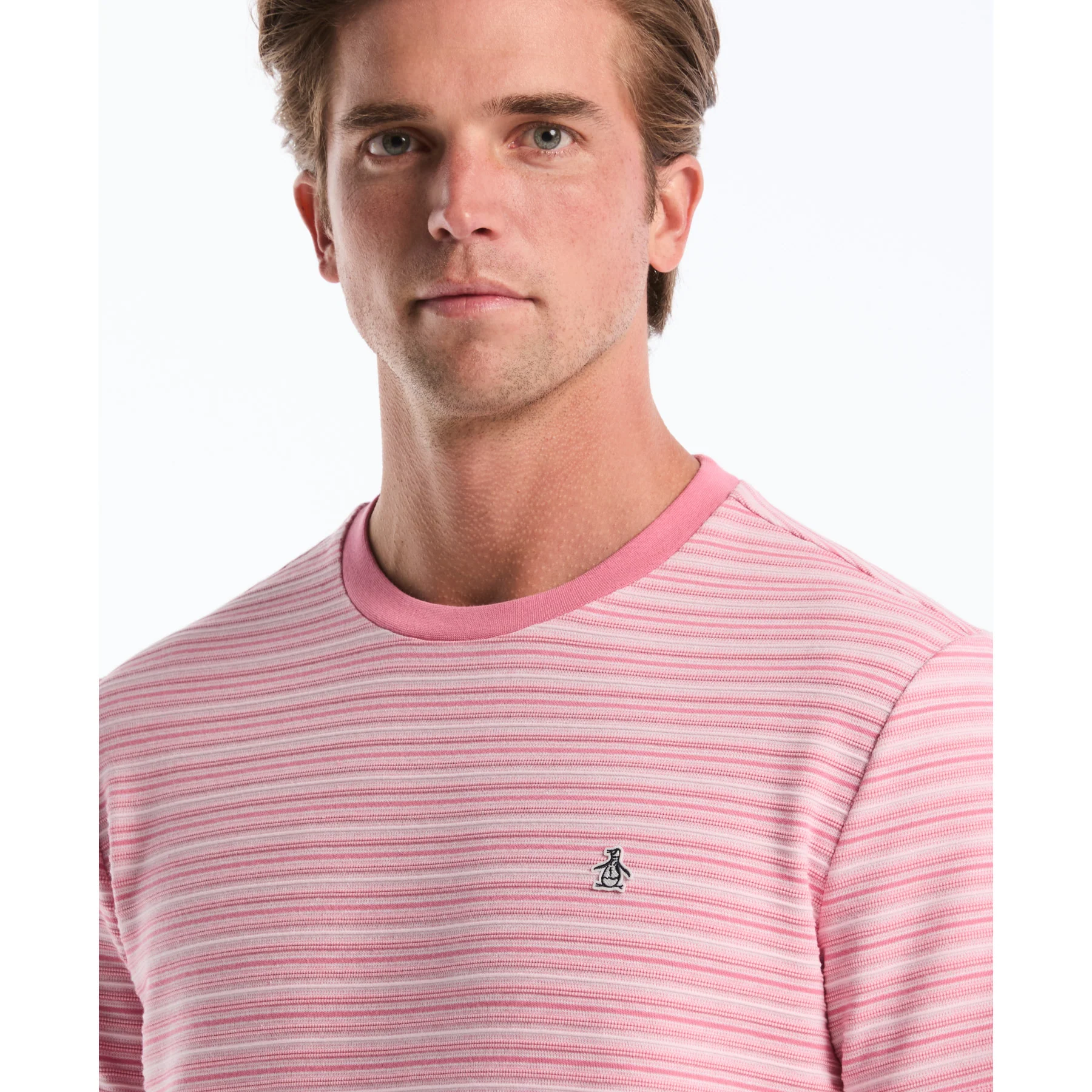 Jacquard Ottoman Mini Stripe T-Shirt In Chateau Rose - Image 3