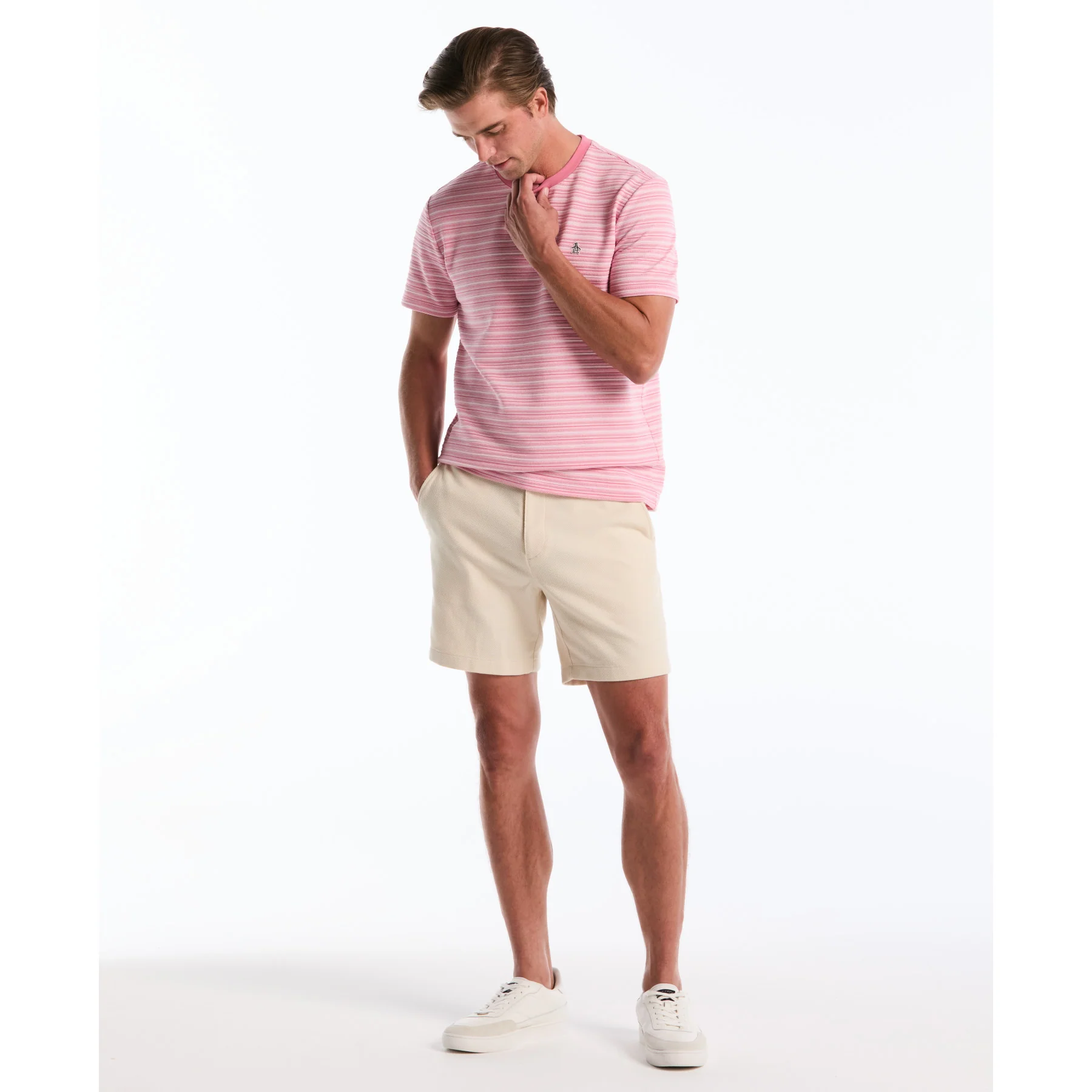 Jacquard Ottoman Mini Stripe T-Shirt In Chateau Rose - Image 5