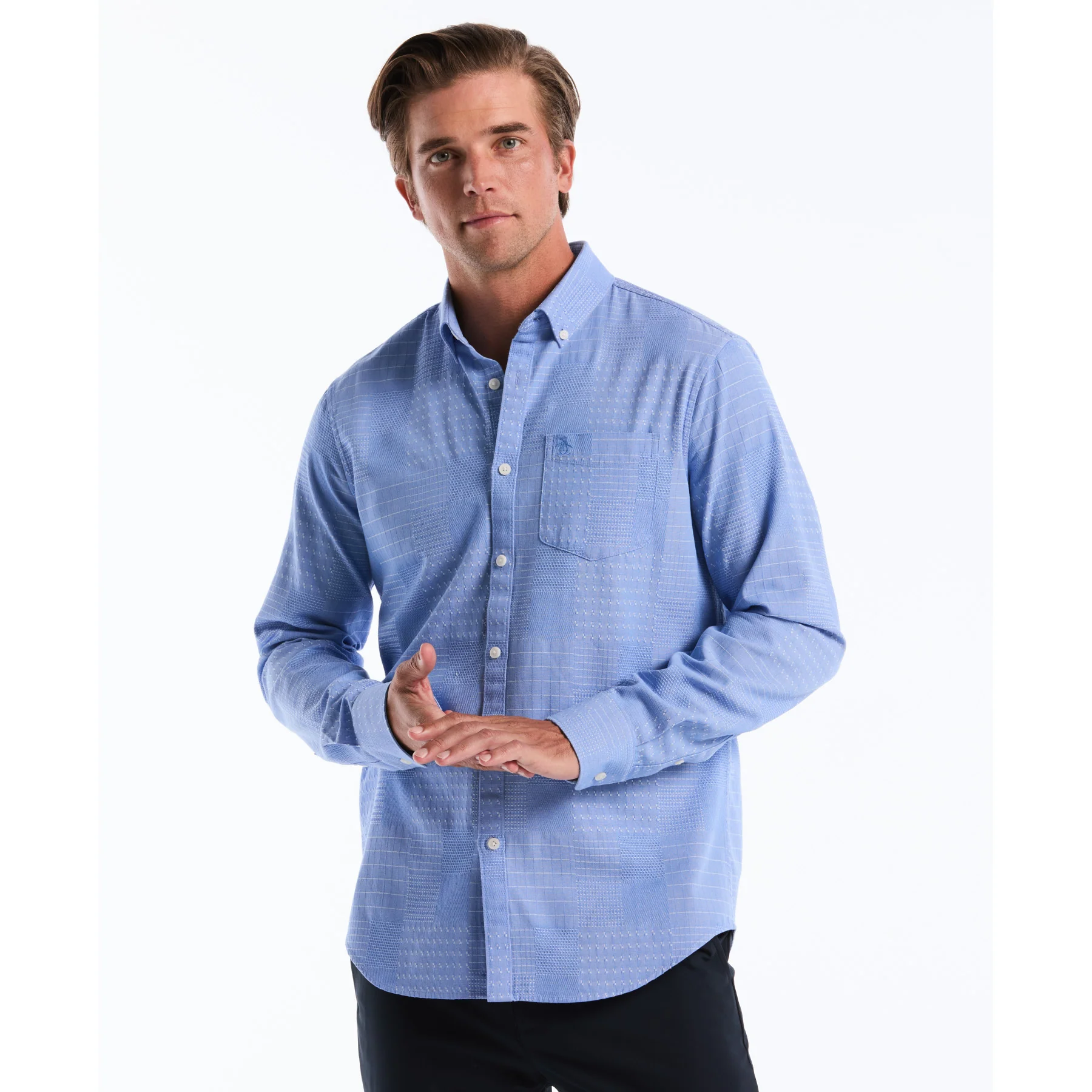 Jacquard Patchwork Shirt In Ultramarine