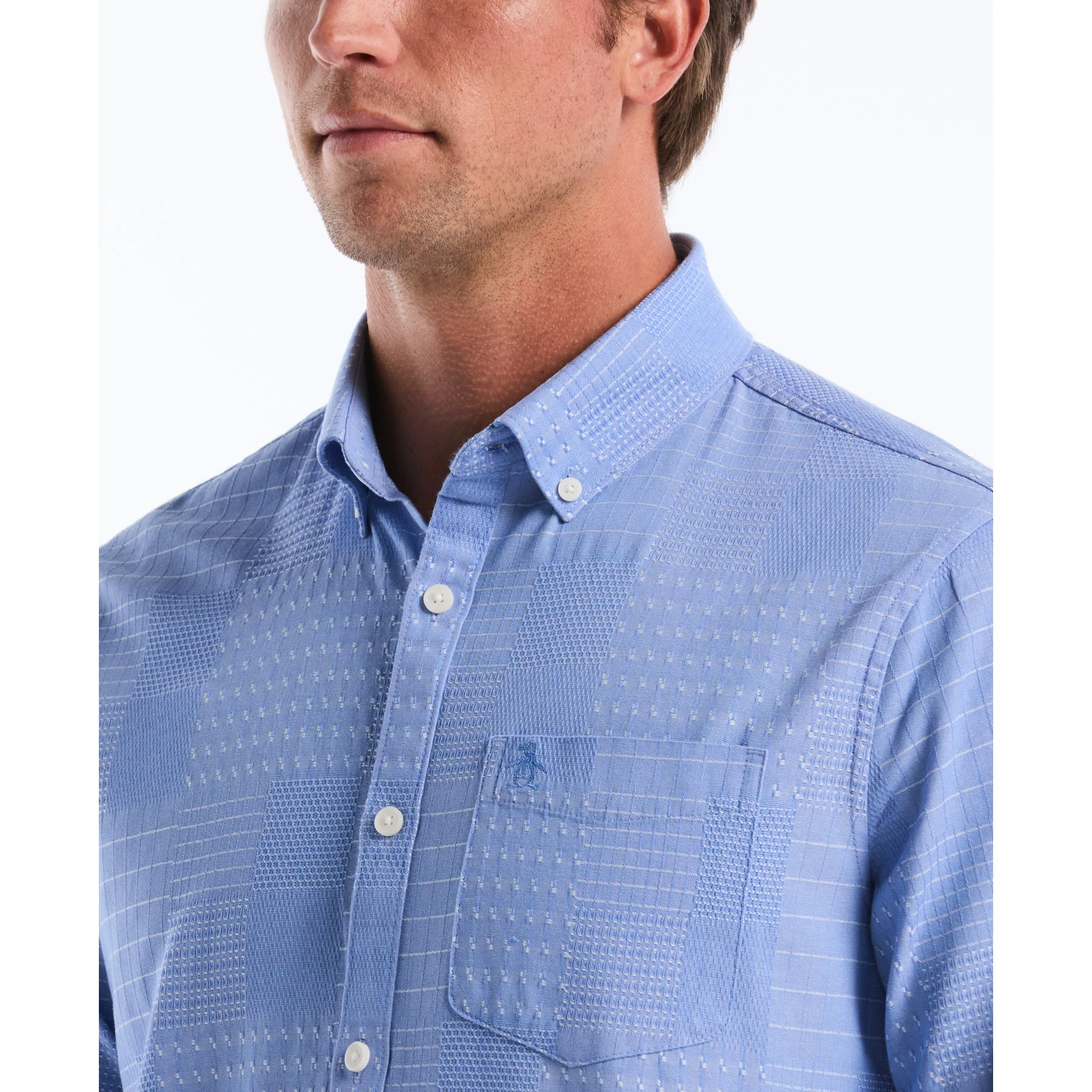 Jacquard Patchwork Shirt In Ultramarine - Image 3