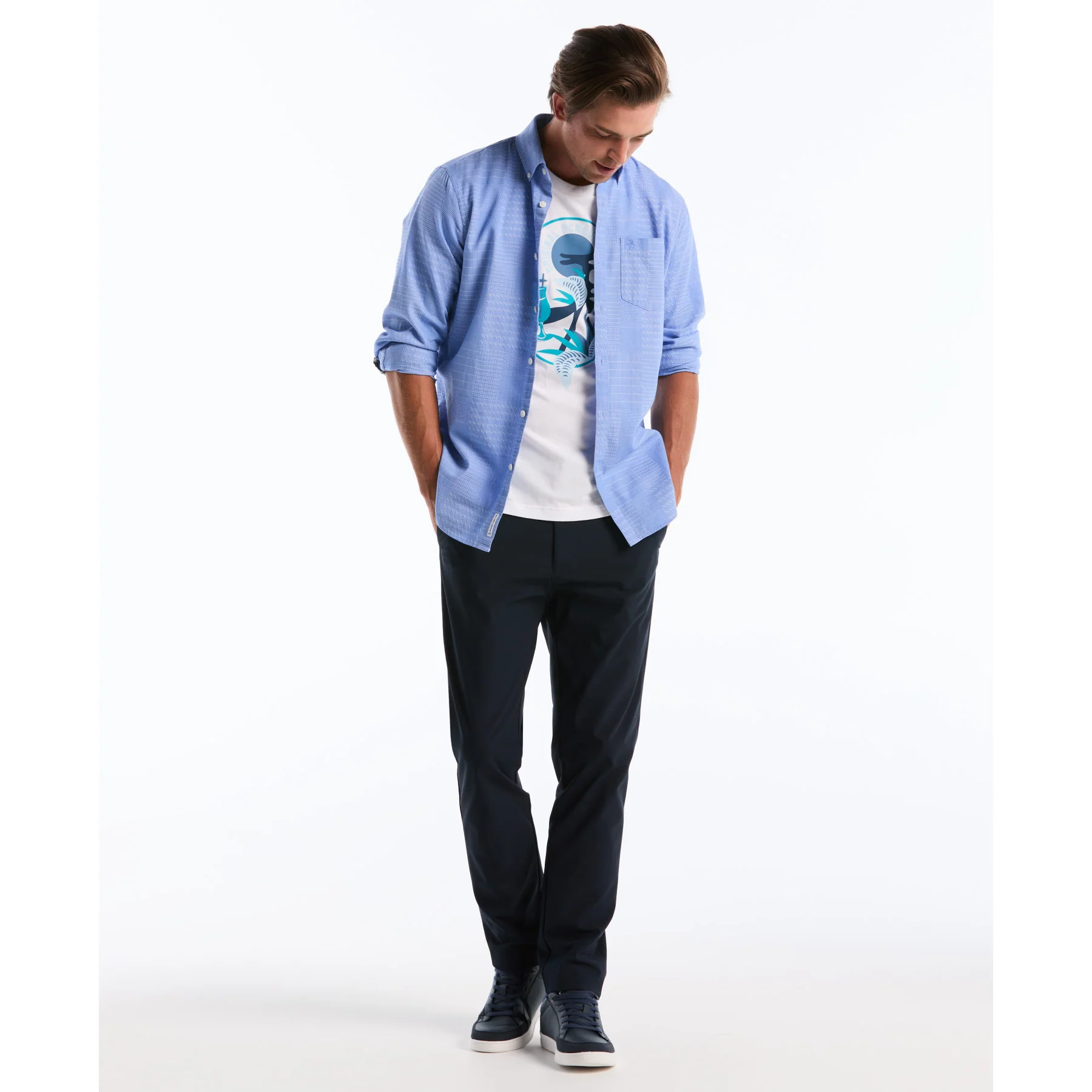 Jacquard Patchwork Shirt In Ultramarine - Image 5