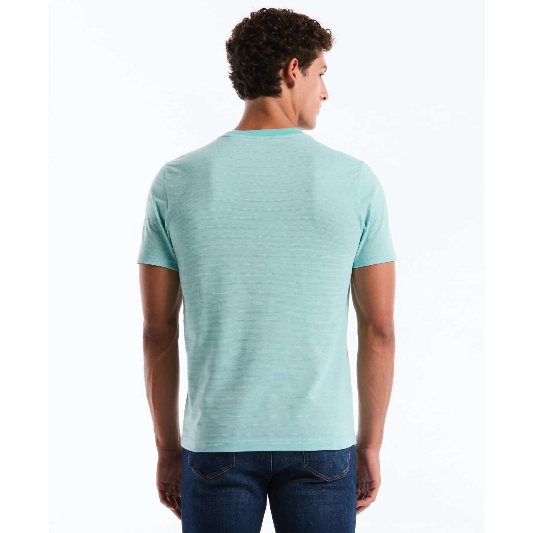 Jacquard Stripe T-Shirt In Aquarelle - Image 2