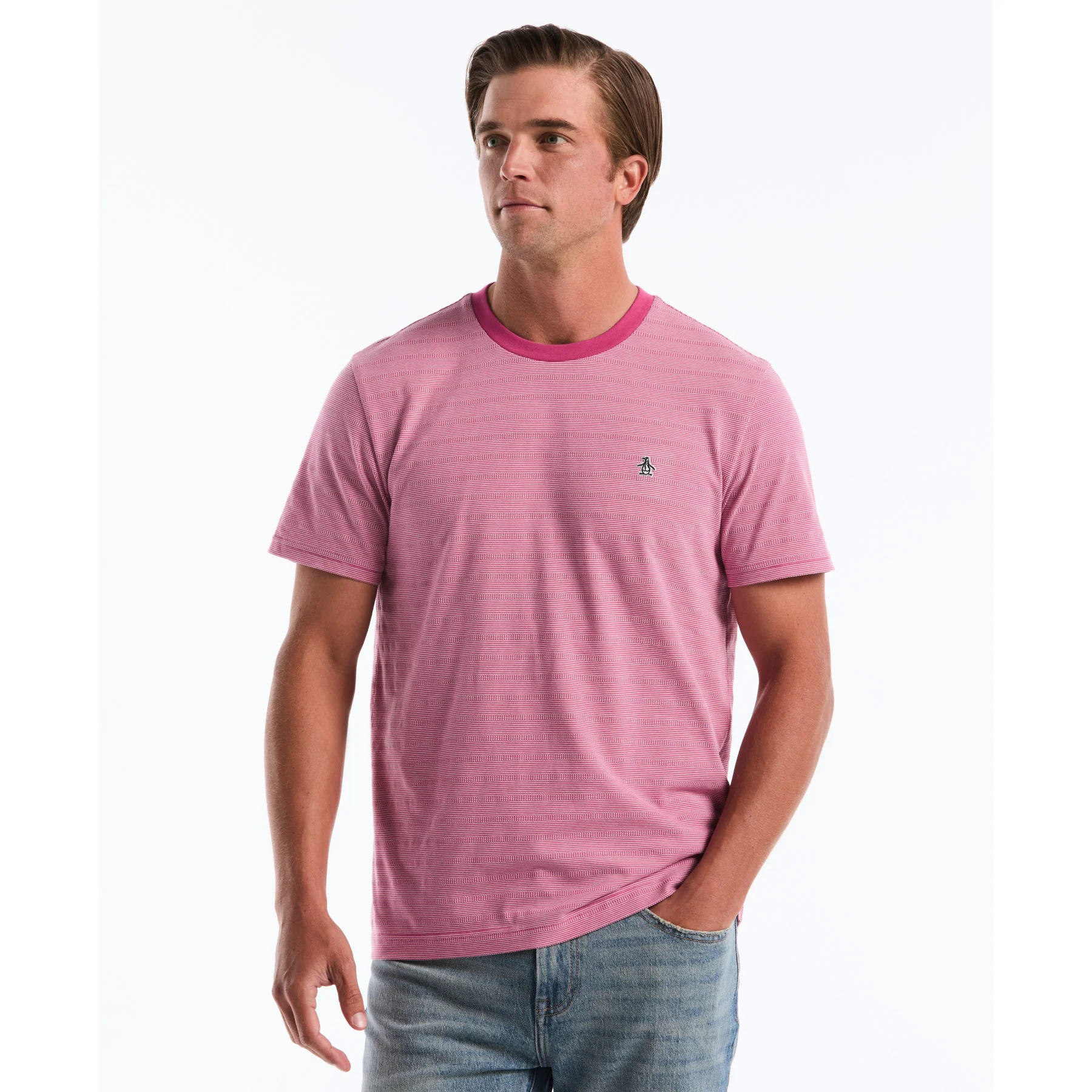 Jacquard Stripe T-Shirt In Magenta Haze