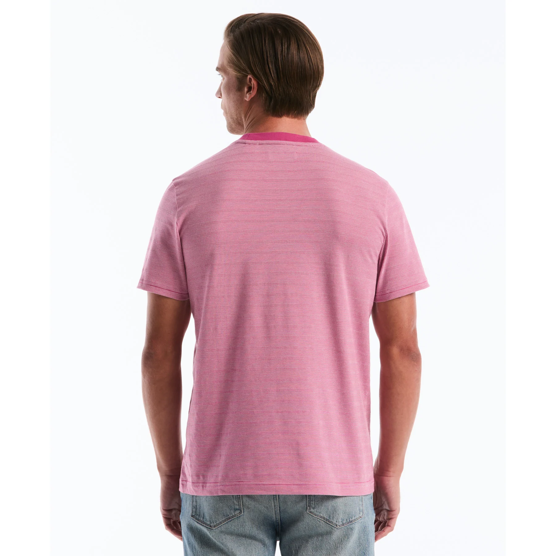 Jacquard Stripe T-Shirt In Magenta Haze - Image 2