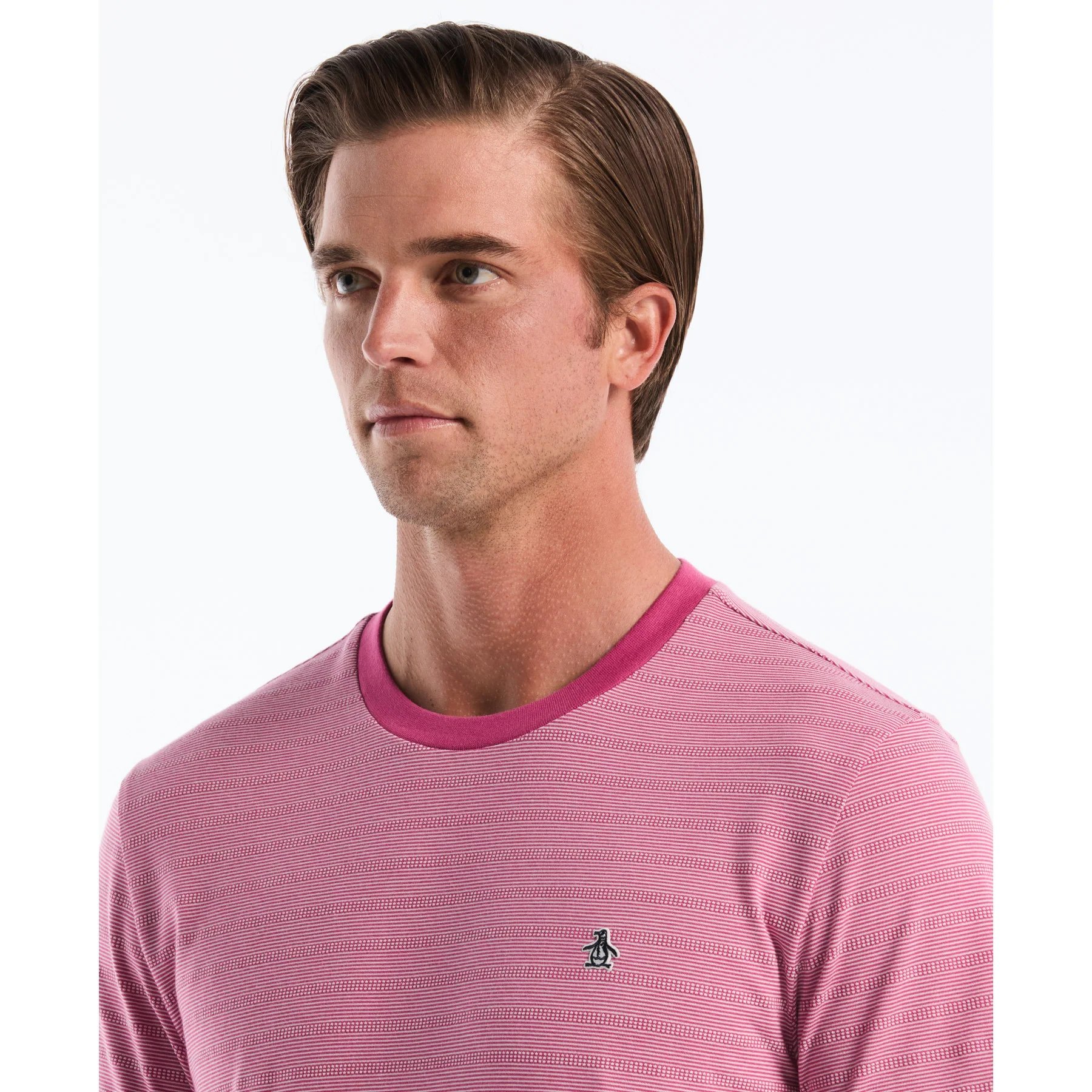 Jacquard Stripe T-Shirt In Magenta Haze - Image 3