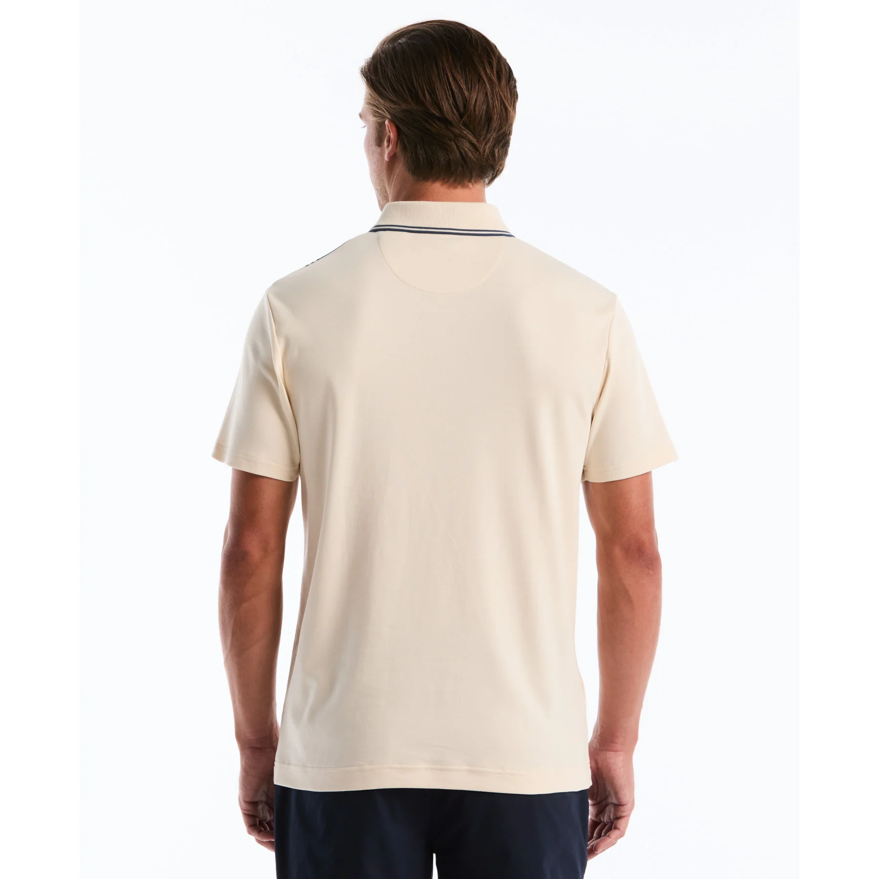 Jacquard Vertical Stripe Polo Shirt In Birch - Image 2