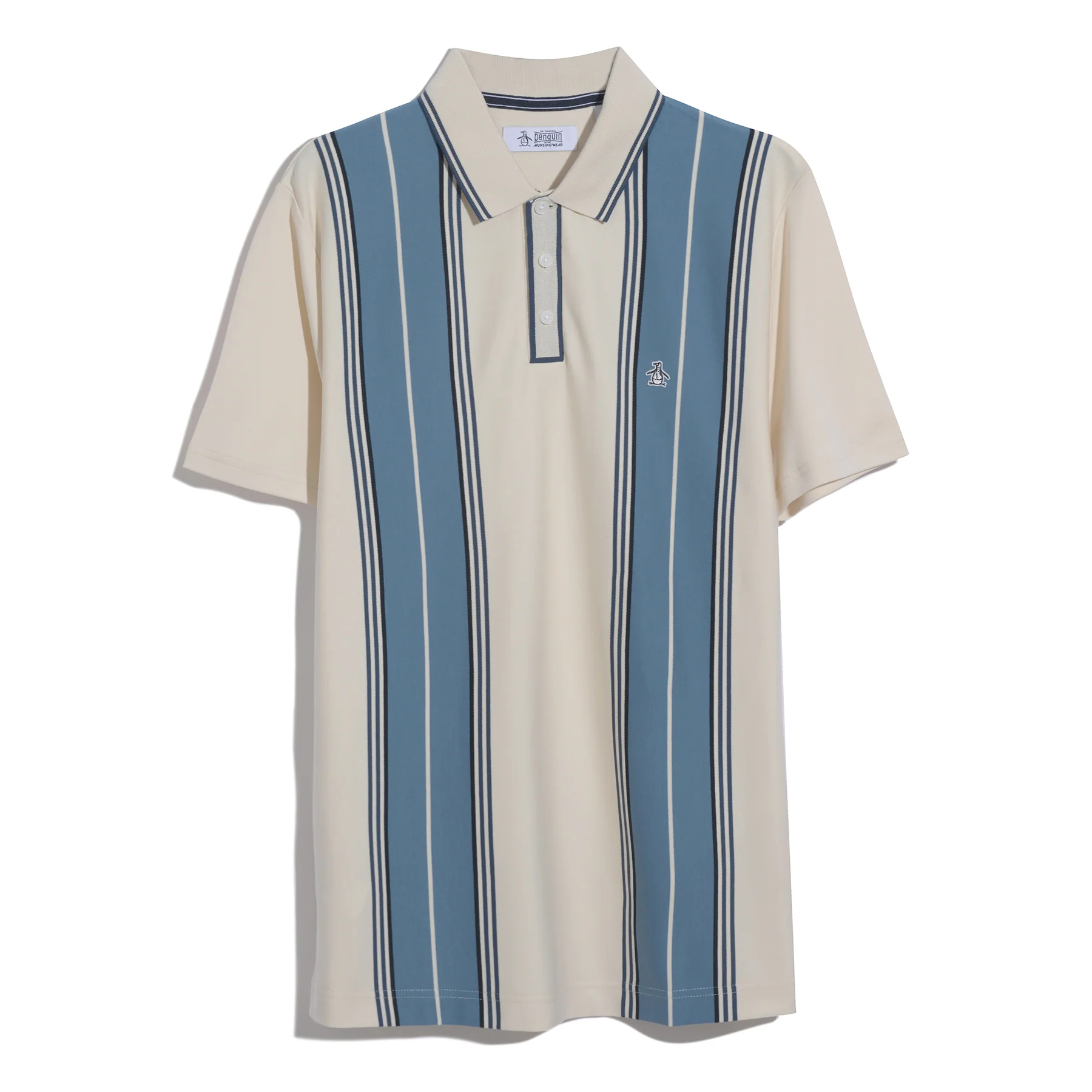 Jacquard Vertical Stripe Polo Shirt In Birch - Image 6