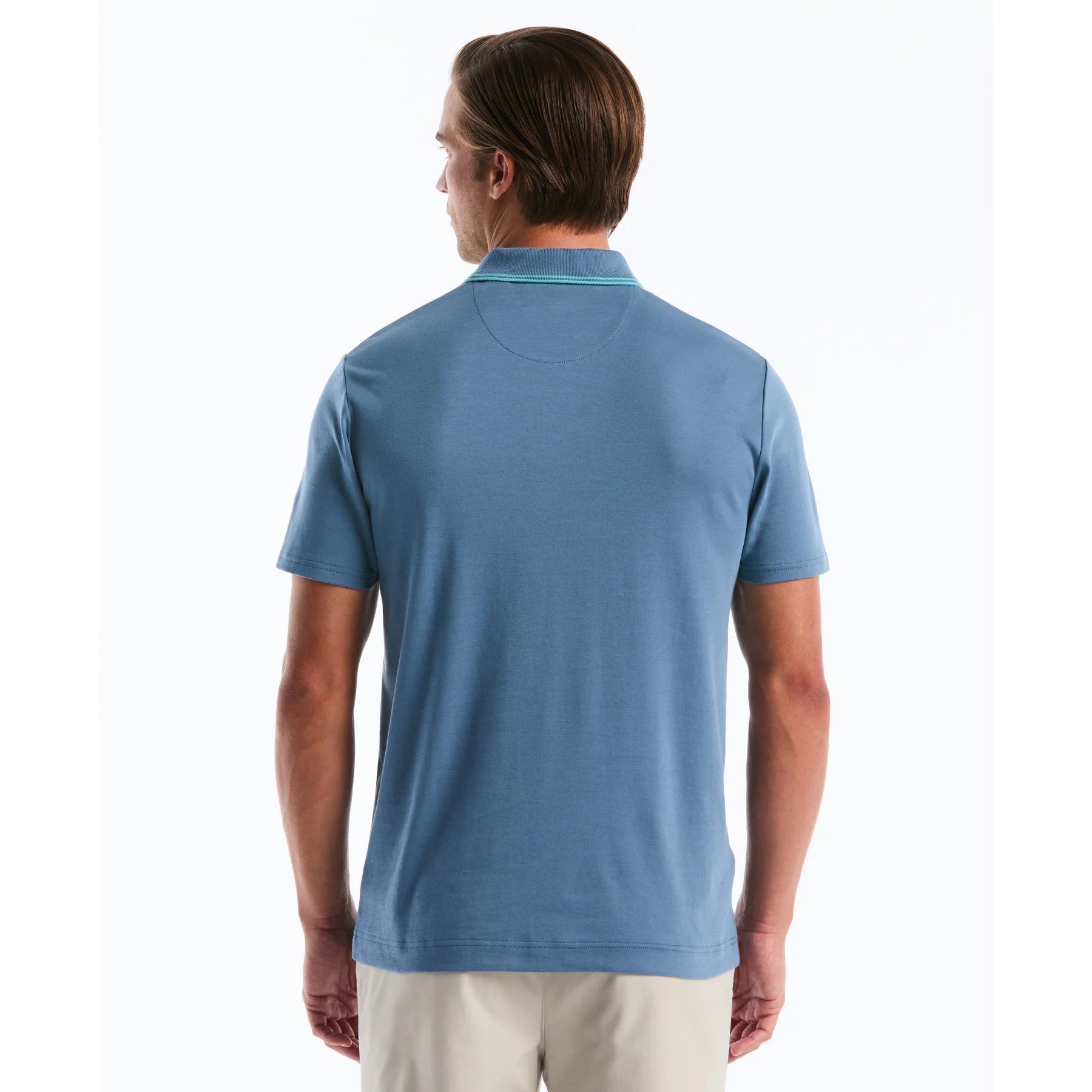 Jacquard Vertical Stripe Polo Shirt In Copen Blue - Image 2