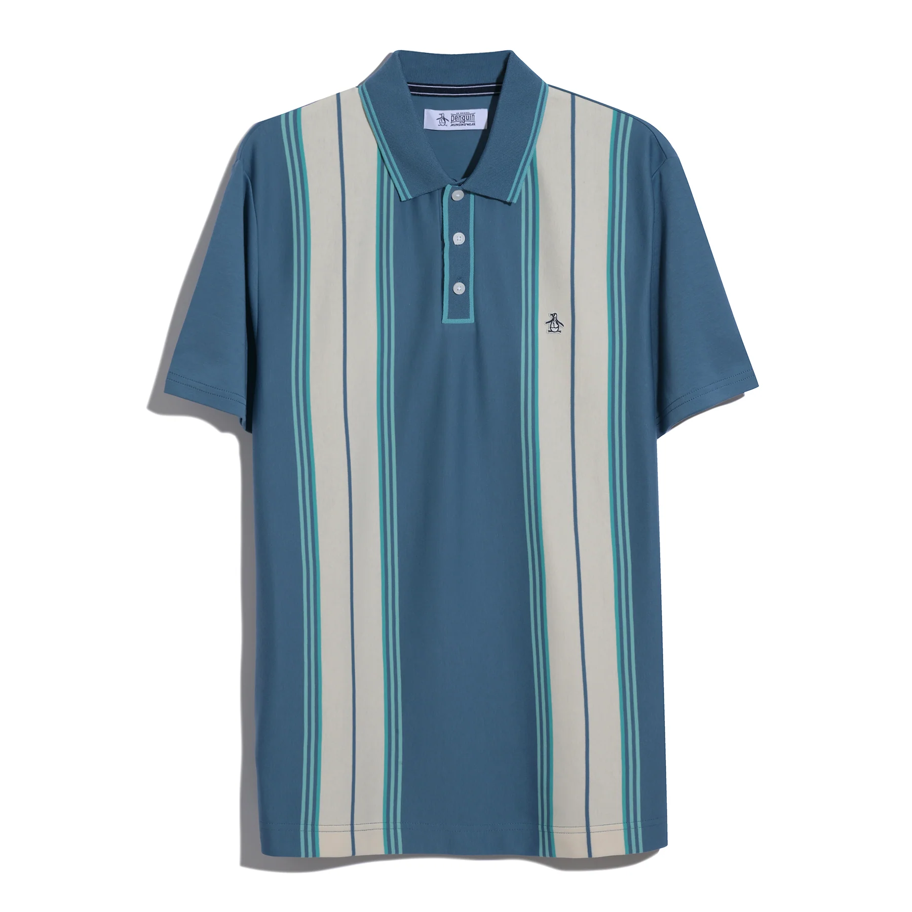 Jacquard Vertical Stripe Polo Shirt In Copen Blue - Image 6