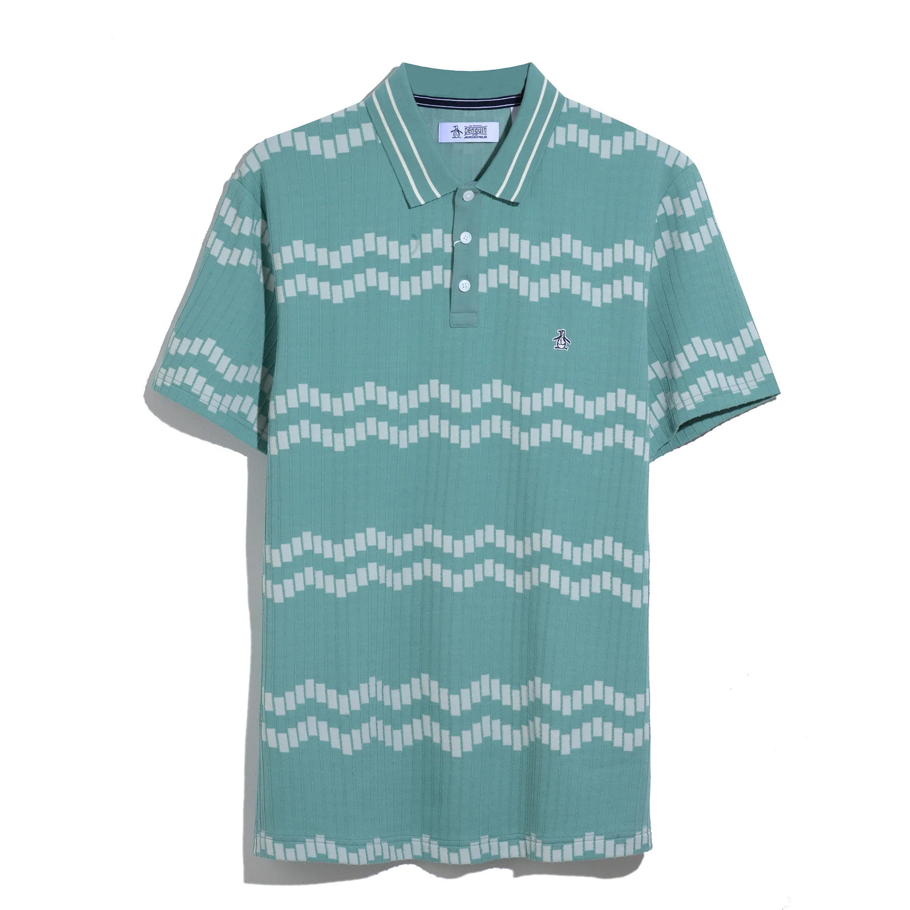 Jacquard Wavy Tiles Polo Shirt In Beryl Green - Image 6