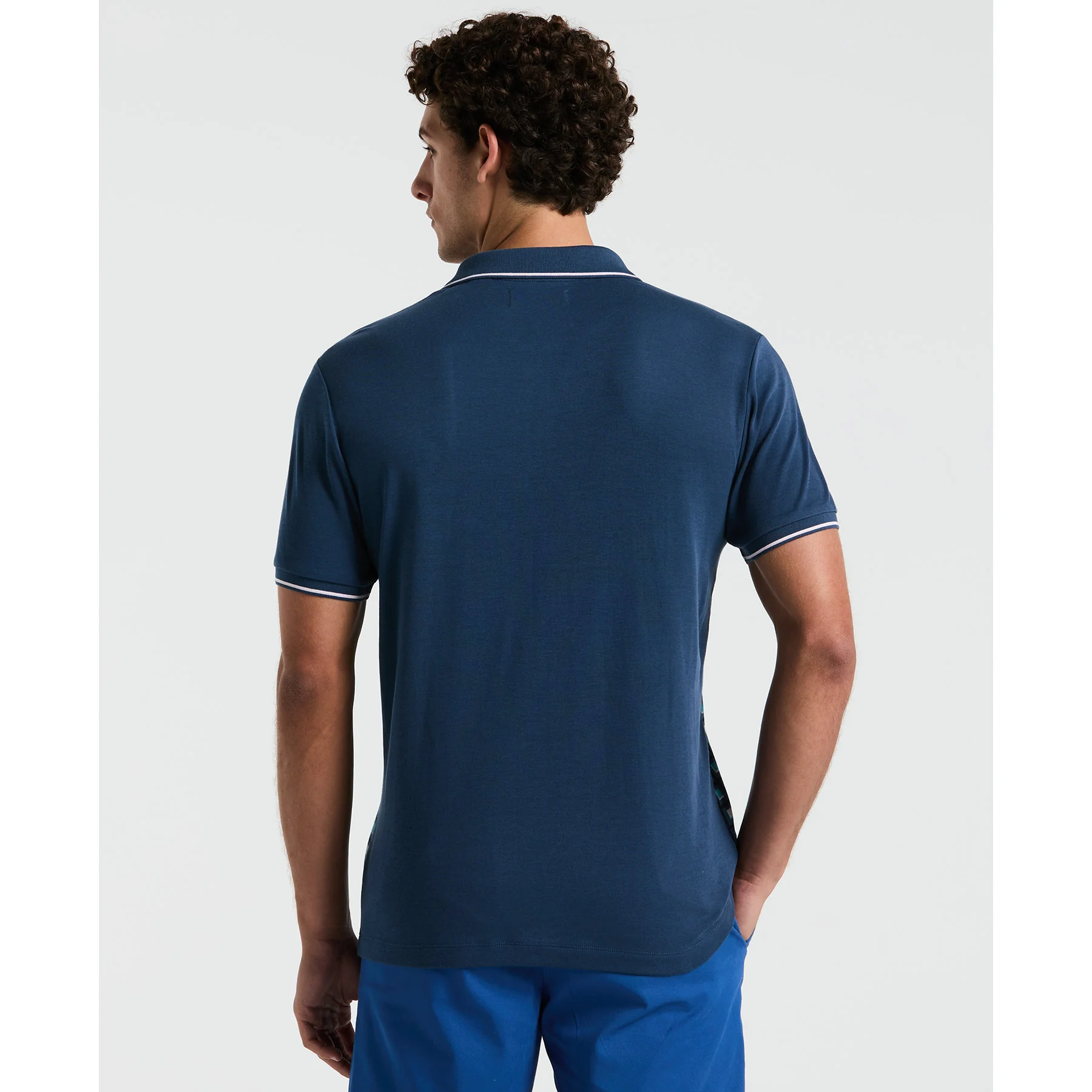 Jacquard Front 1/4 Zip Polo Shirt In Sargasso Sea - Image 2