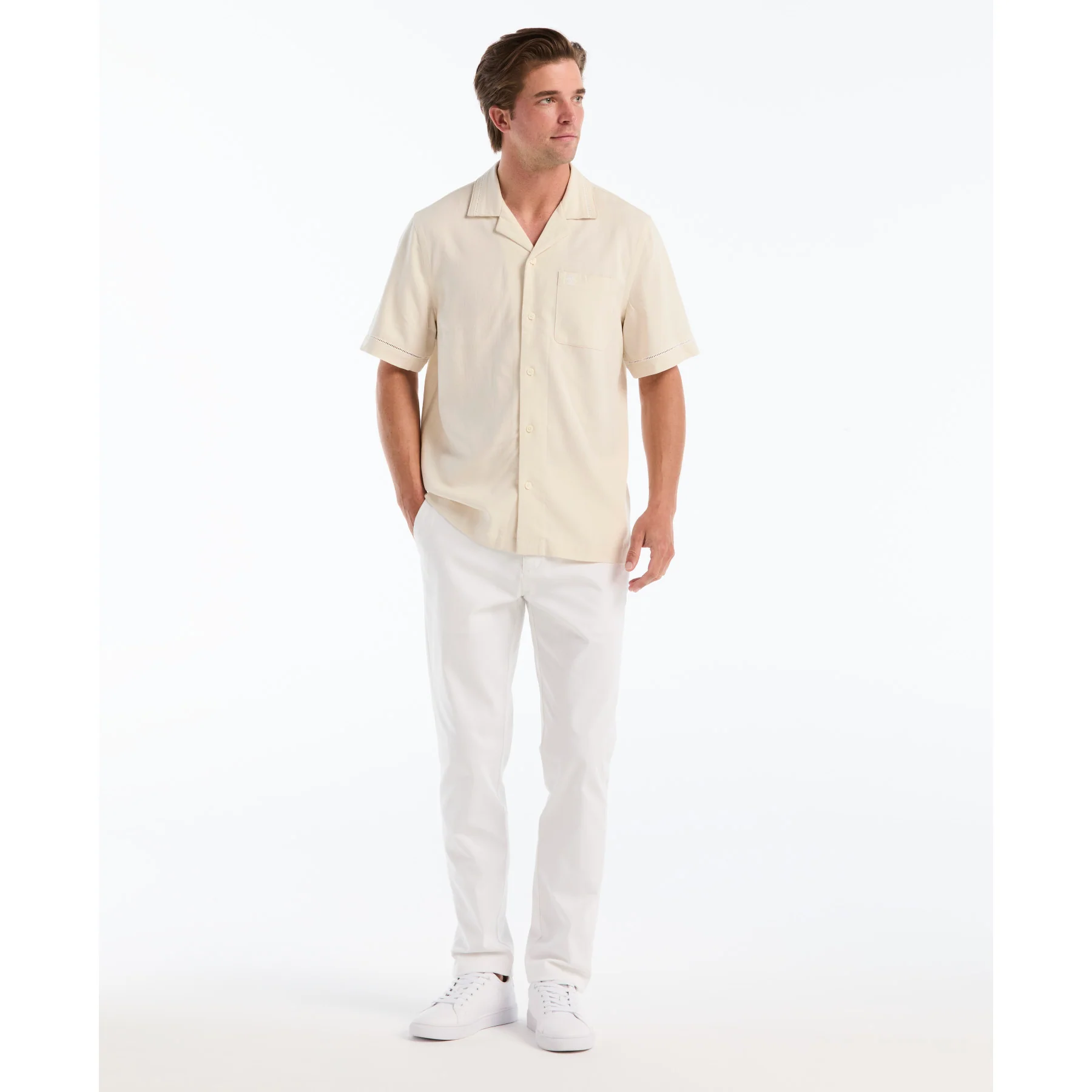 Ladder Trim Short Sleeve Shirt In Birch - Image 2