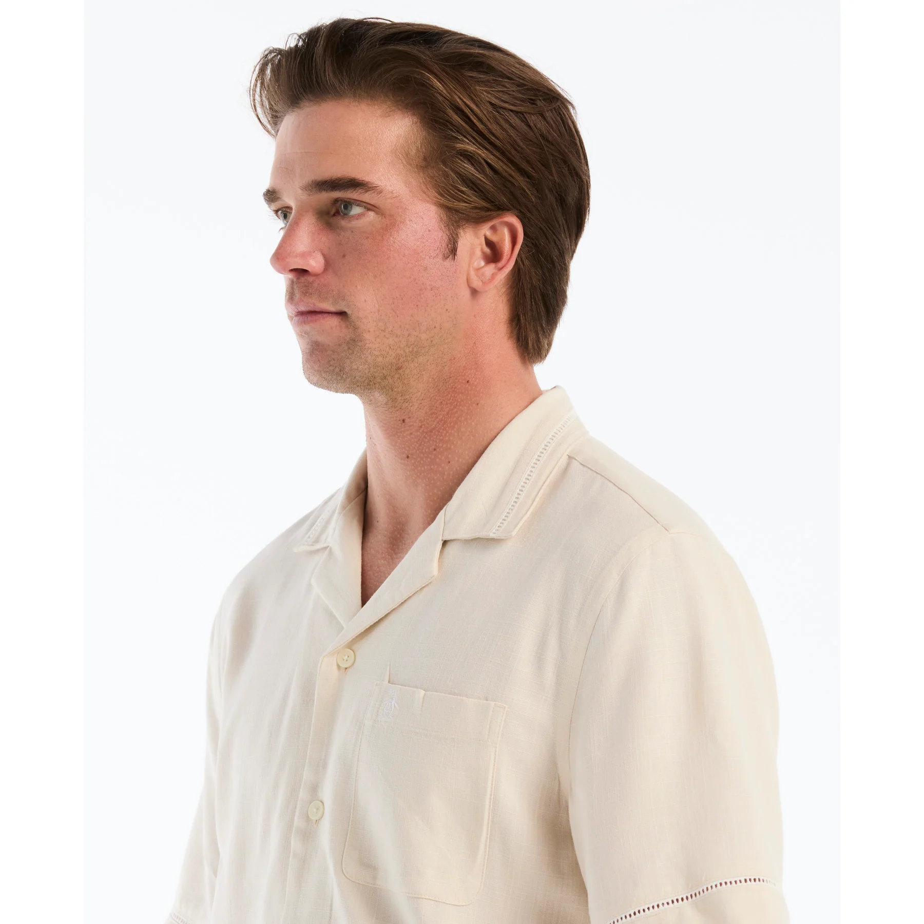 Ladder Trim Short Sleeve Shirt In Birch - Image 4