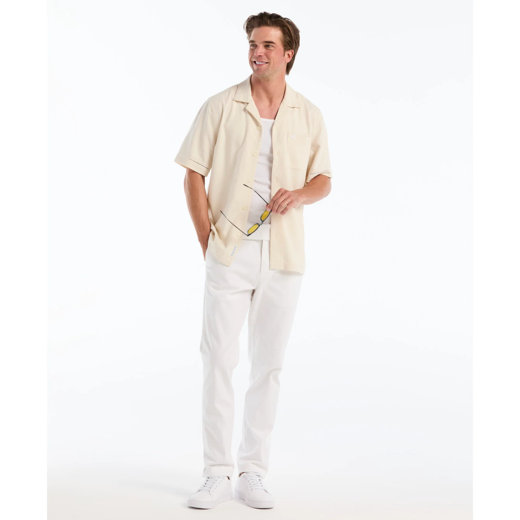 Ladder Trim Short Sleeve Shirt In Birch - Image 5