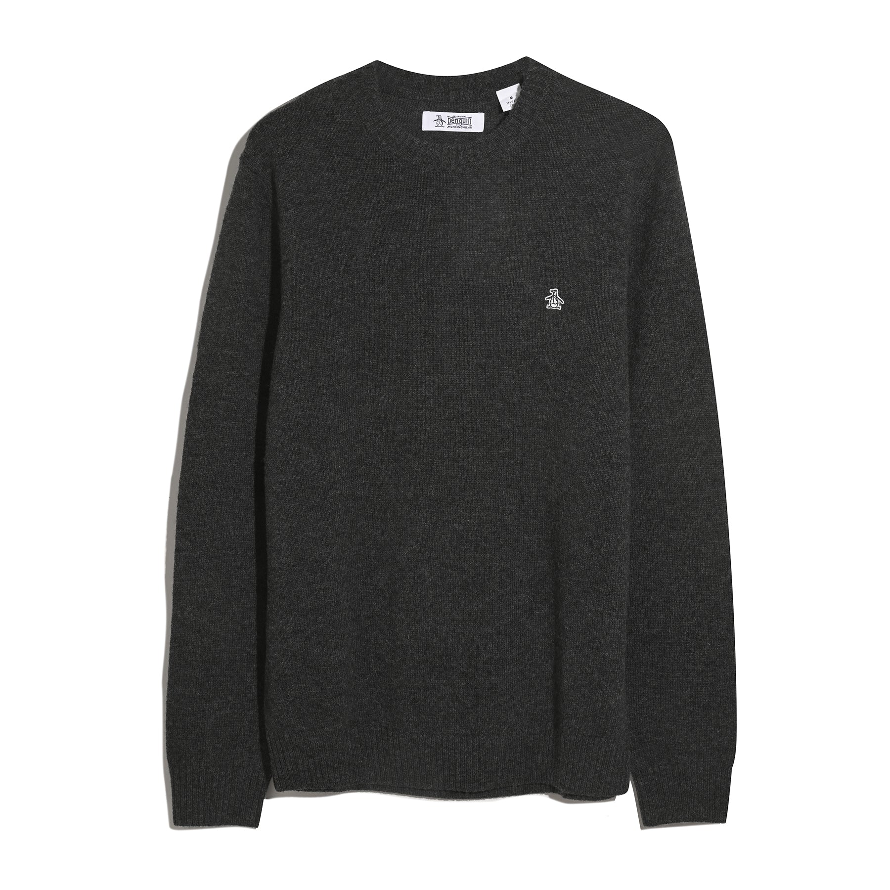 Lambswool Crew Neck Sweater In Dark Charcoal Heather - Image 5