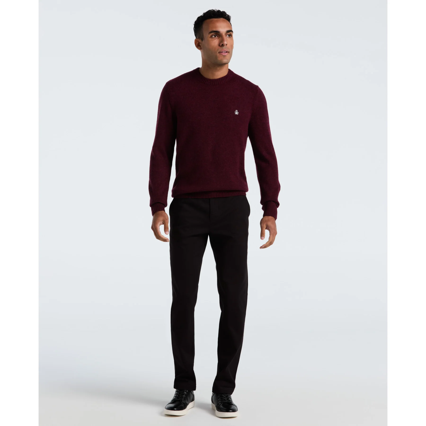 Lambswool Crew Neck Sweater In Cabernet - Image 4
