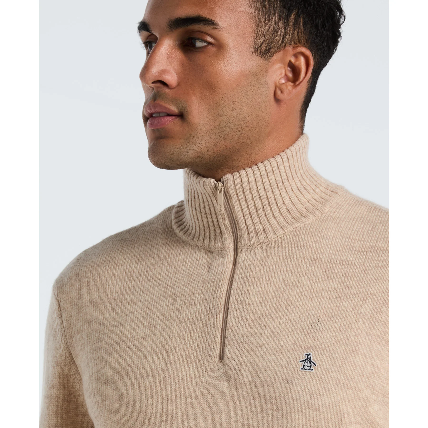 Lambswool Quarter Zip Sweater In Birch - Image 3