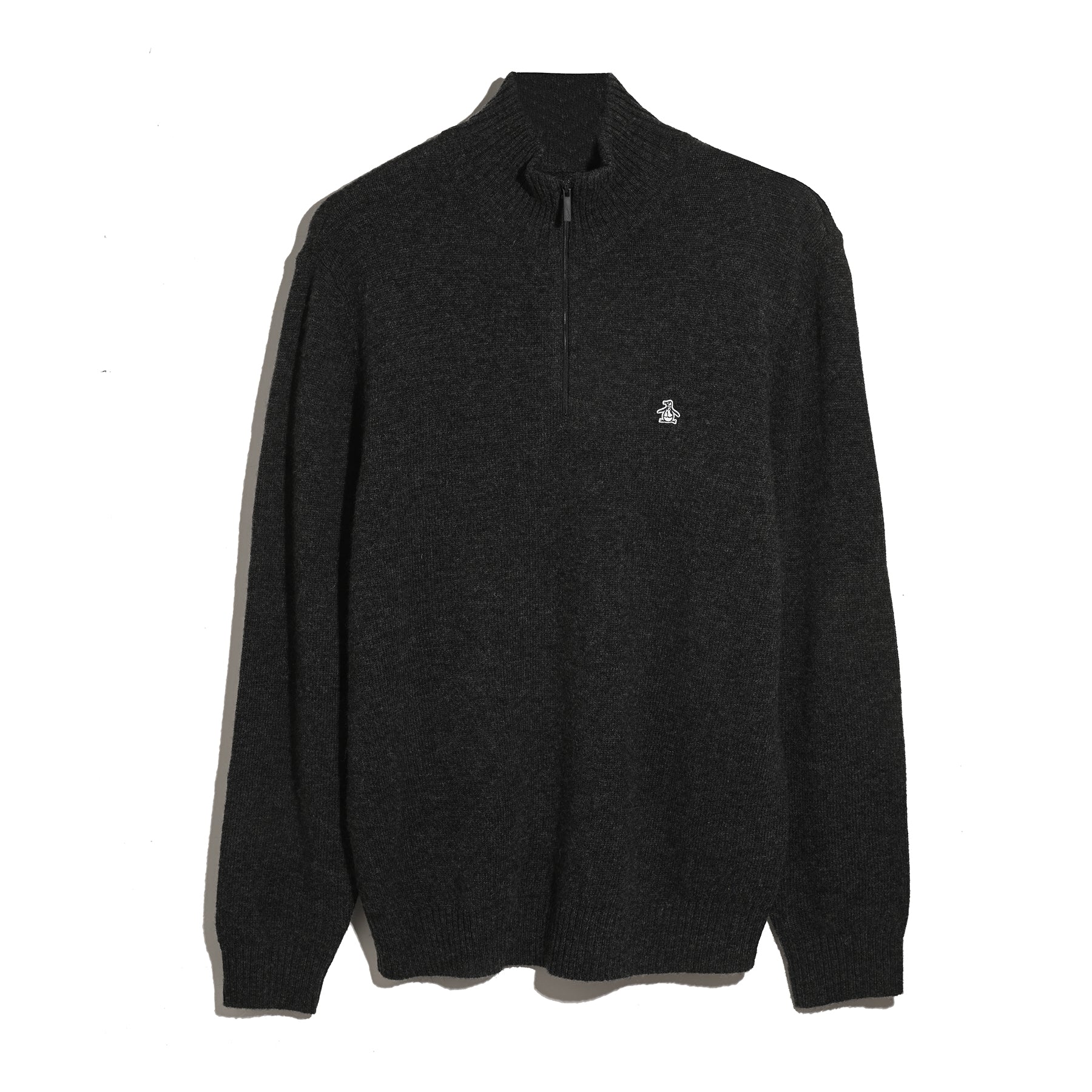 Lambswool Quarter Zip Sweater In Dark Charcoal Heather - Image 5