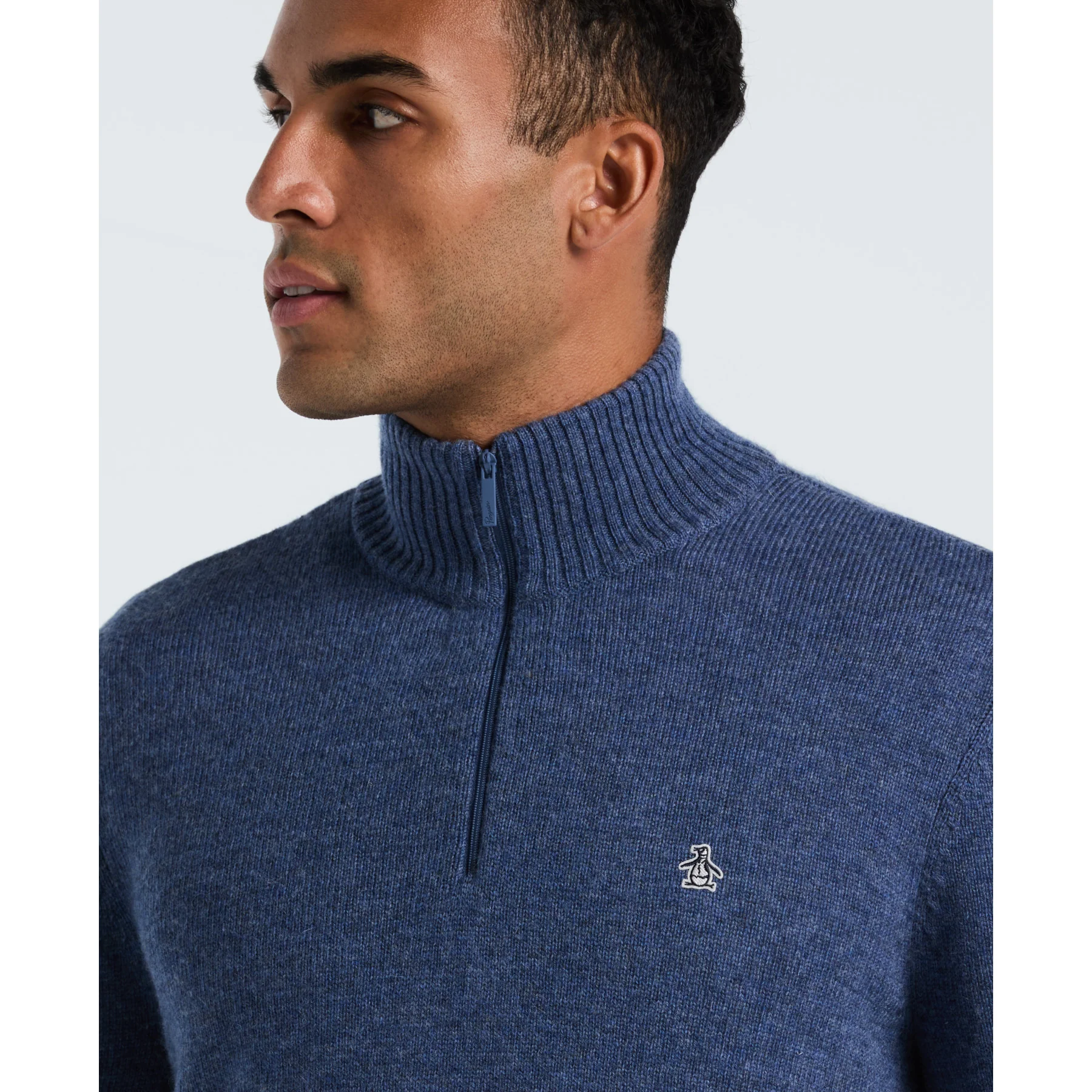 Lambswool Quarter Zip Sweater In Sargasso Sea - Image 3