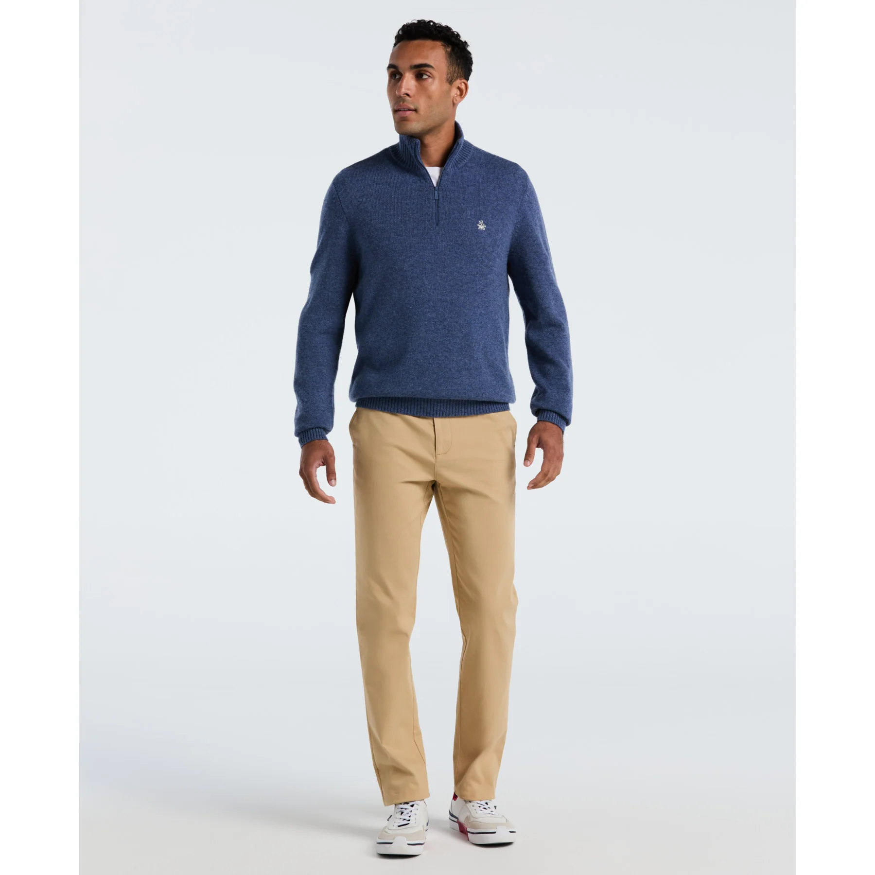 Lambswool Quarter Zip Sweater In Sargasso Sea - Image 4