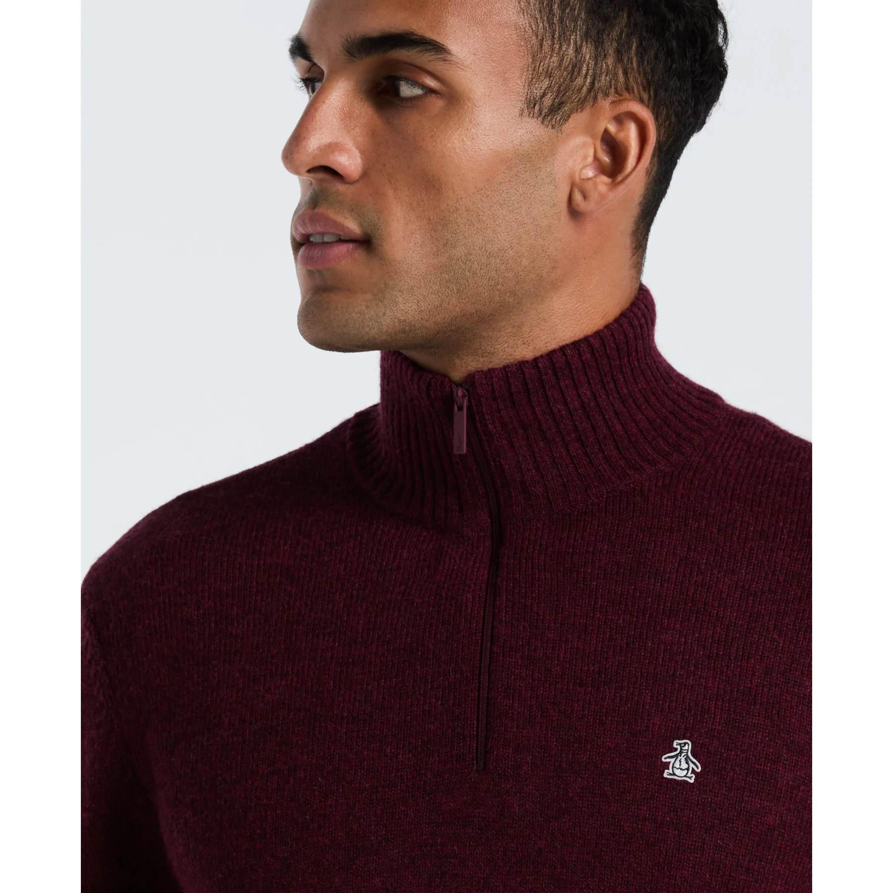 Lambswool Quarter Zip Sweater In Cabernet - Image 3
