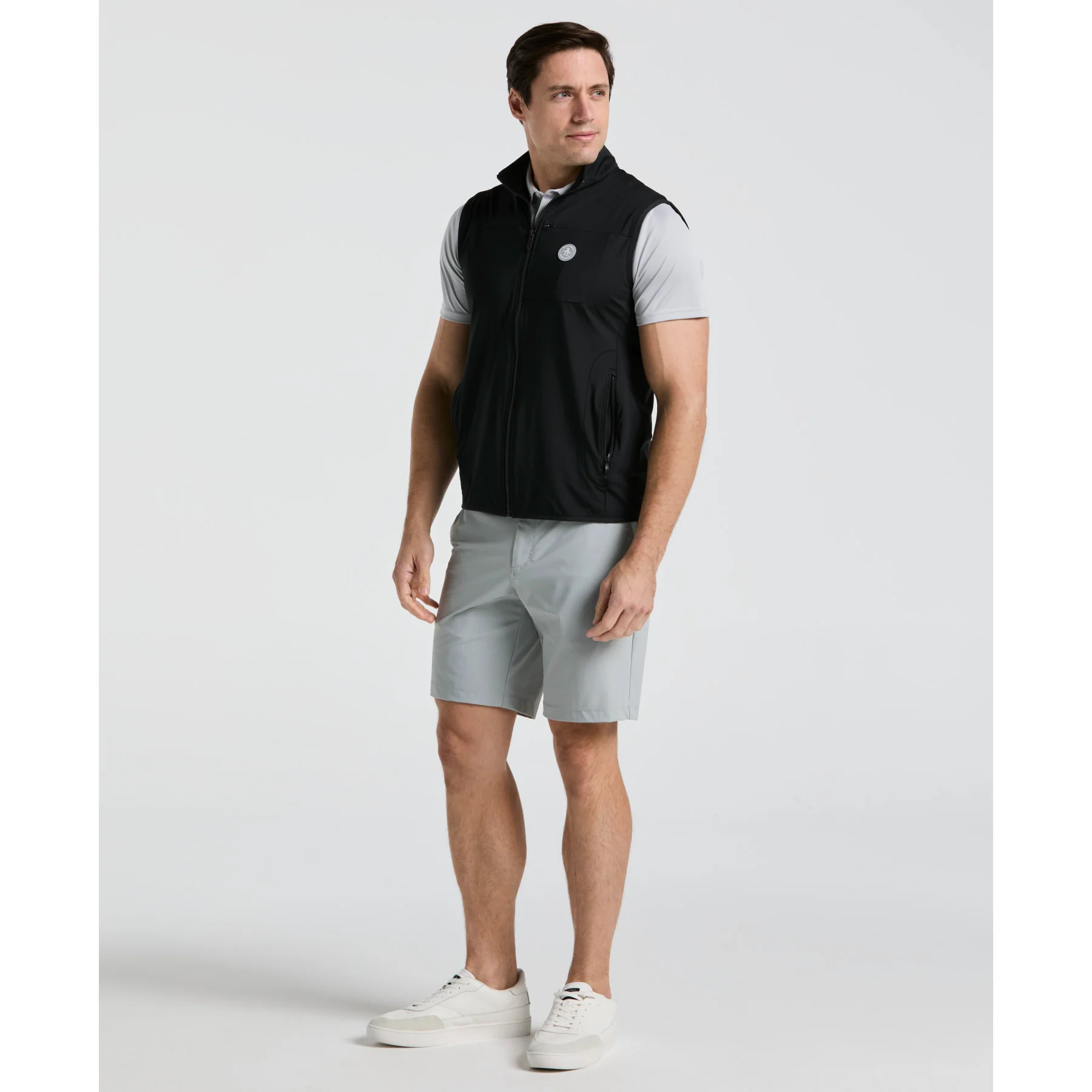 Lightweight Full Zip Golf Gilet In Caviar - Image 3