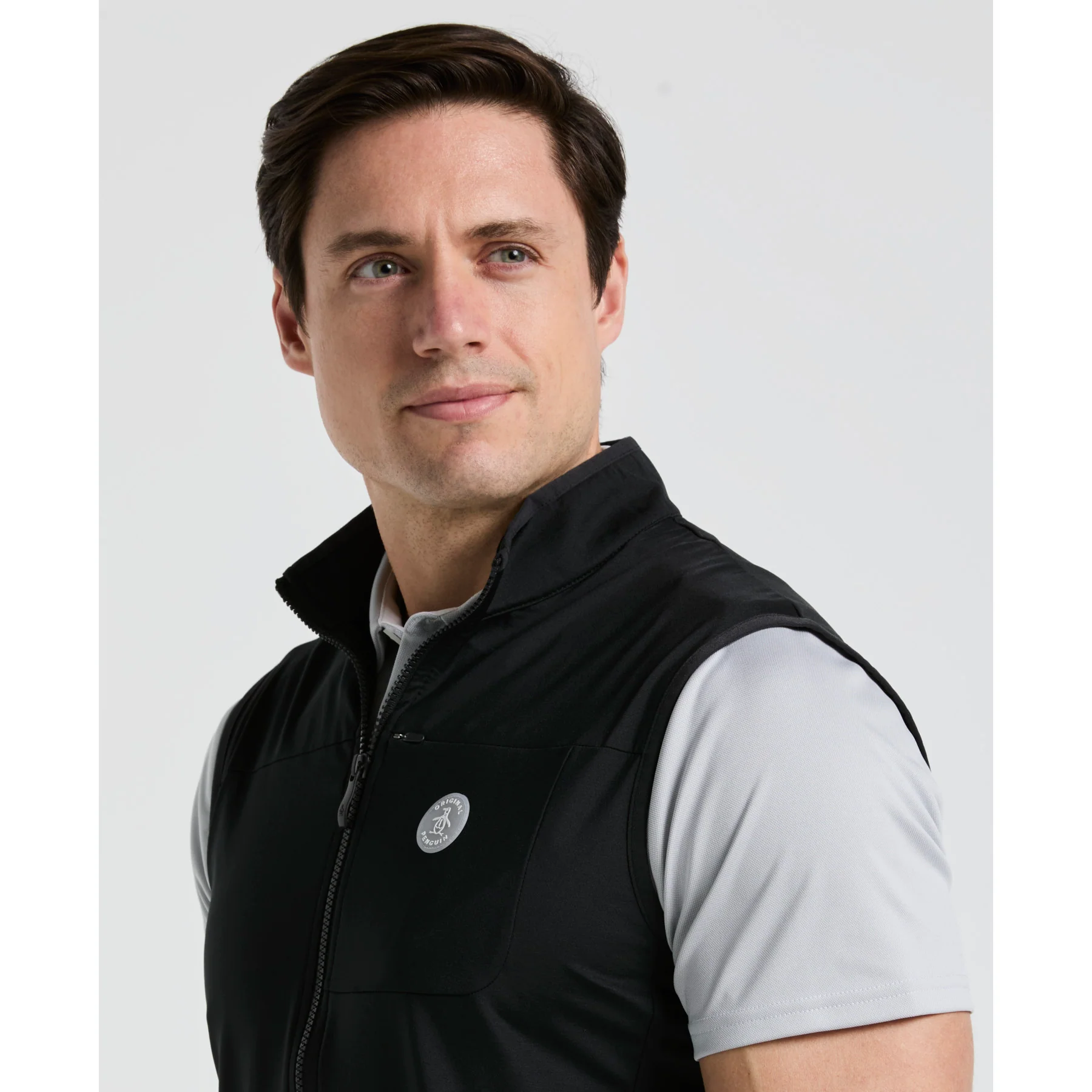 Lightweight Full Zip Golf Gilet In Caviar - Image 4